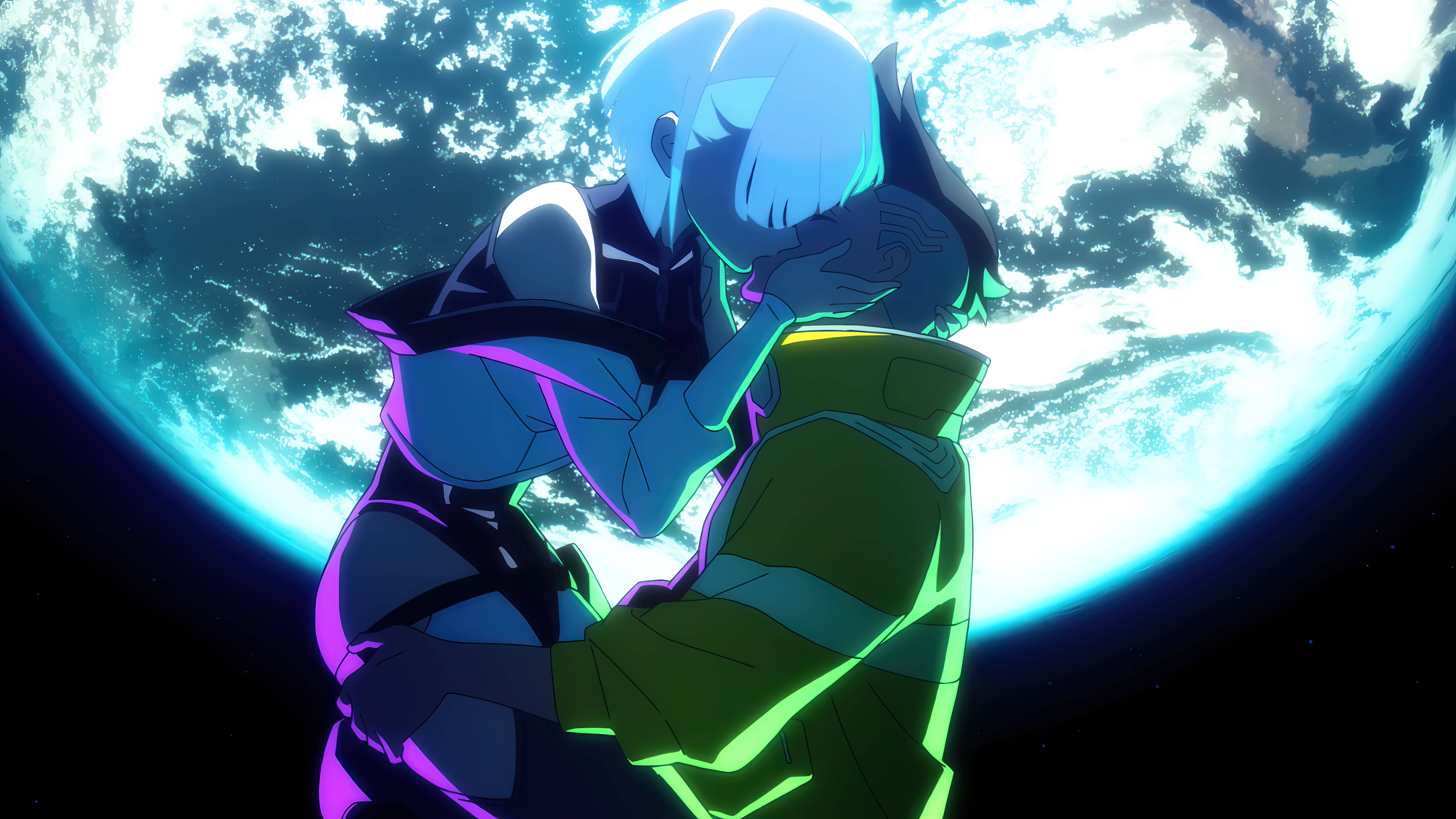 ルーシーとデイビッドのアニメカップルキス 壁紙