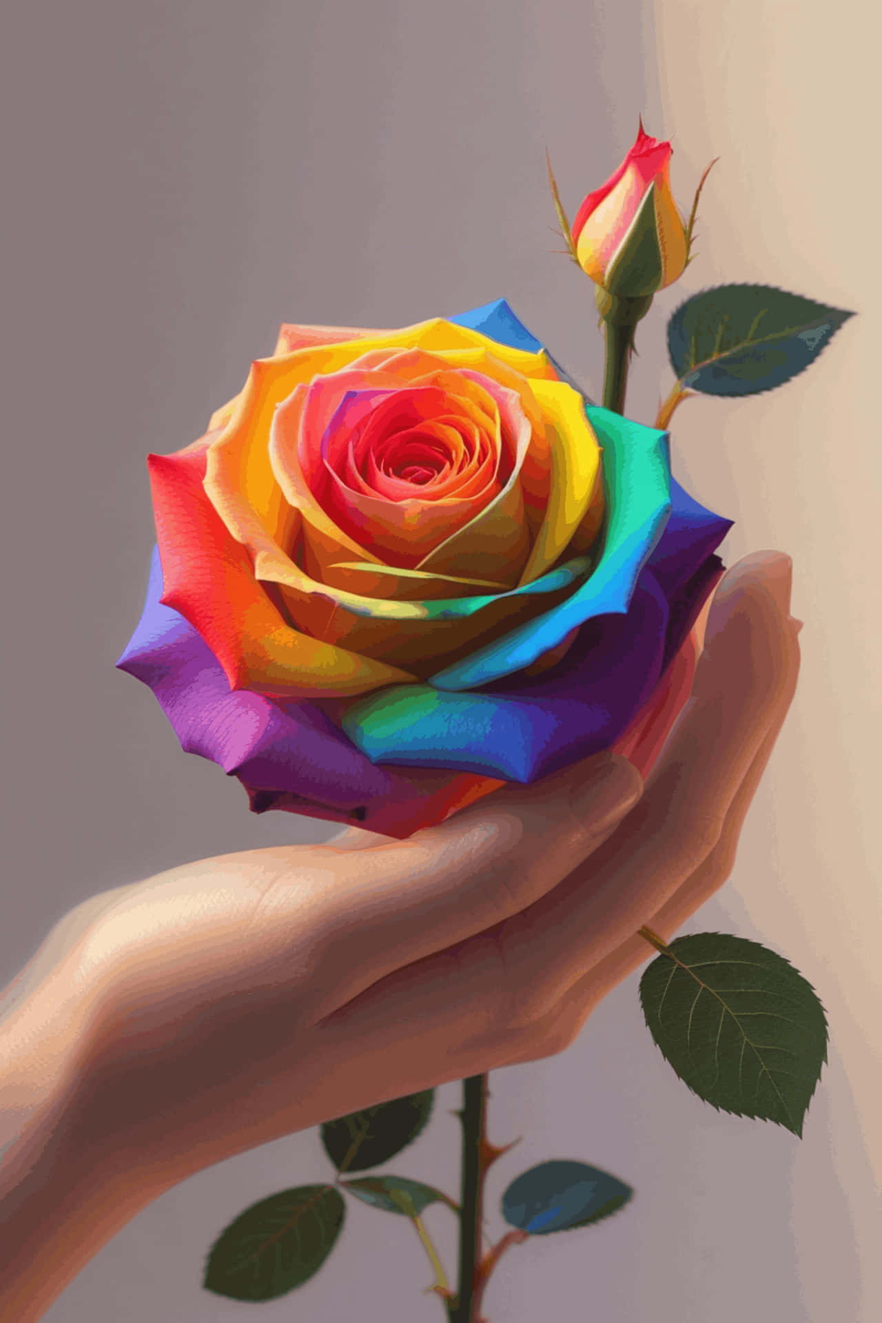 花、手、バレンタイン、バラ、スピリチュアル、プライド、LGBTQ、虹、愛