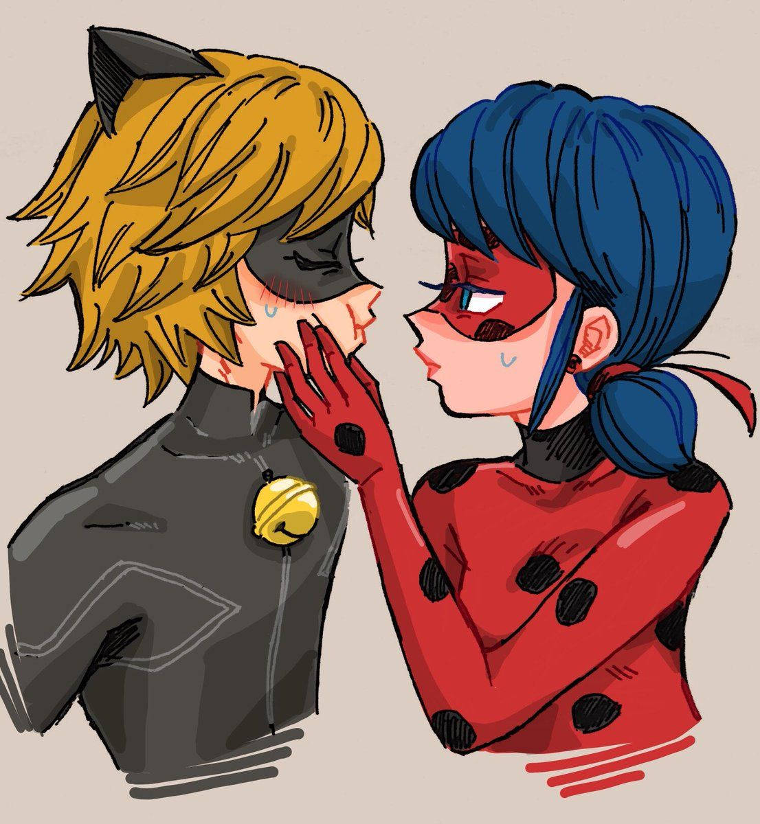レディバグとキャットノワールのキスアート 壁紙