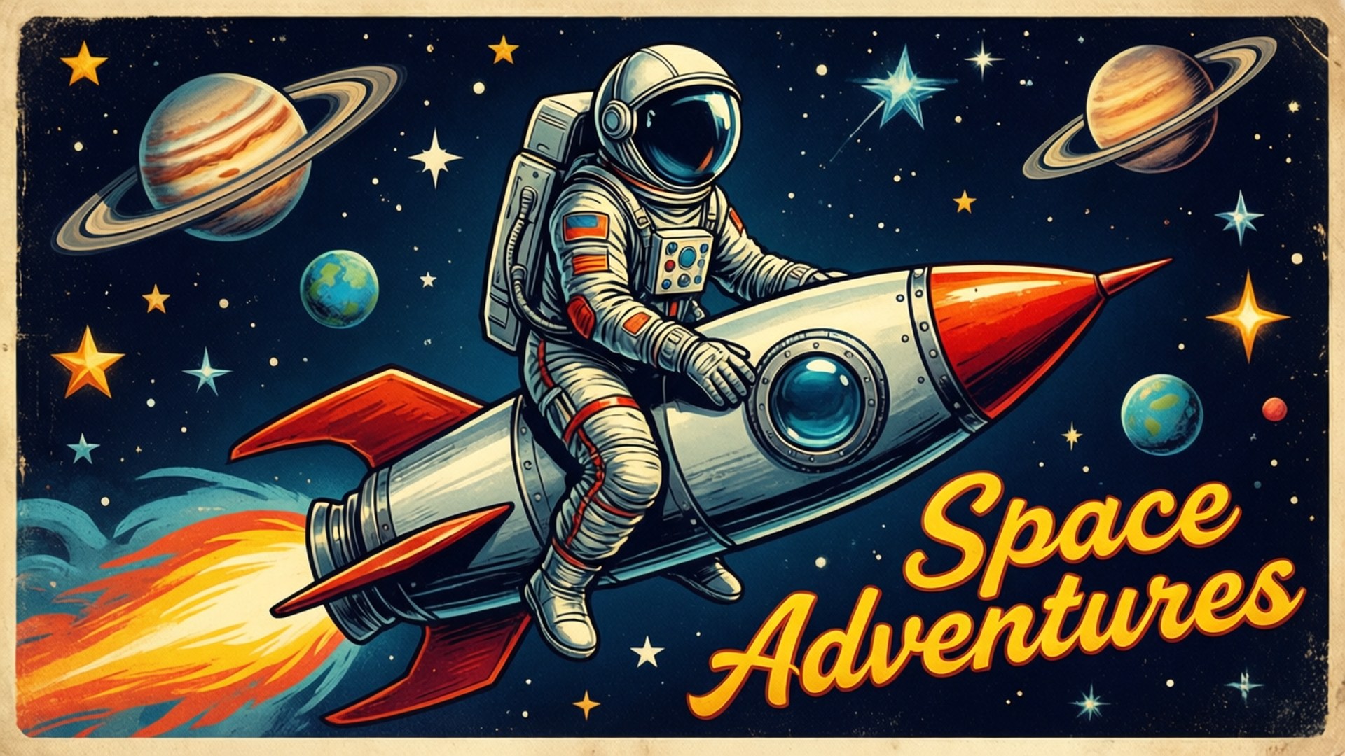 レトロスペースポスター 壁紙