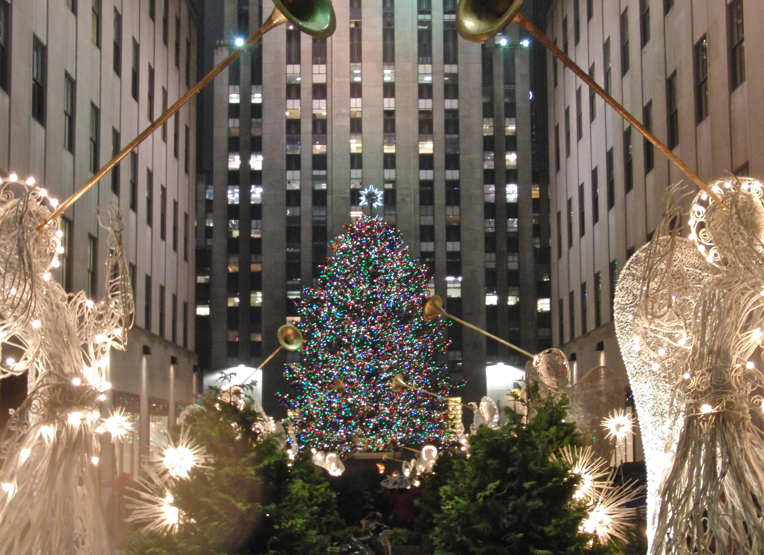 ロックフェラーセンター・クリスマス夜景 壁紙