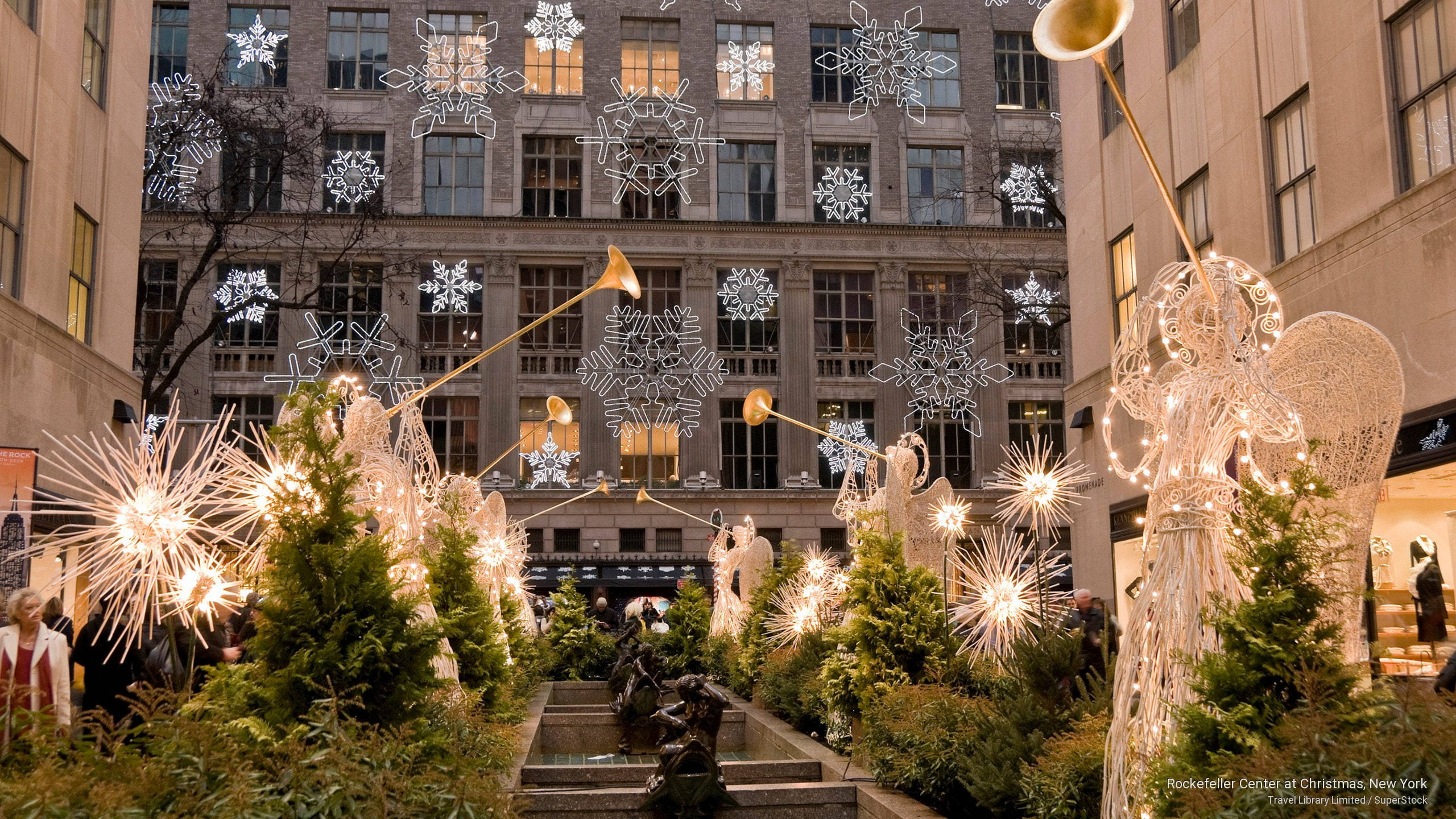 ロックフェラーセンターのクリスマスオーナメント 壁紙