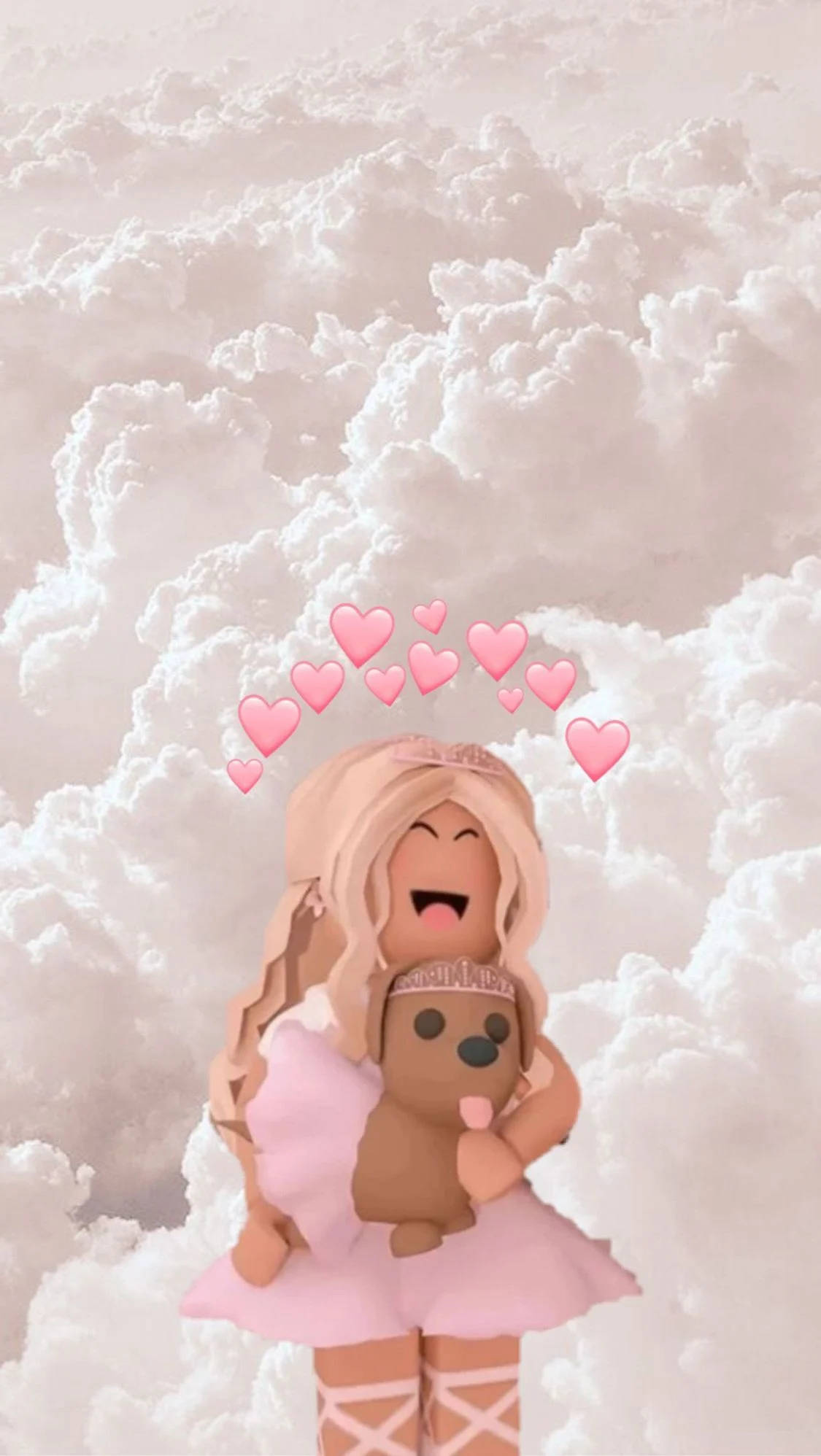 ロブロックスのかわいい女の子と犬と雲 壁紙