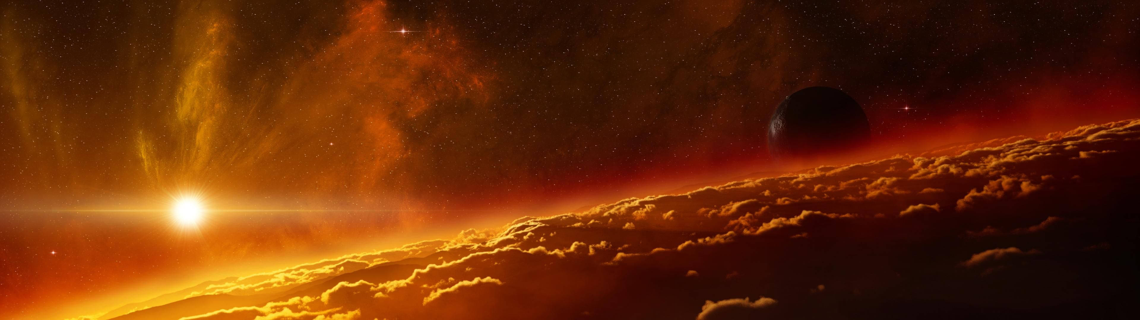 ワイドスクリーン 宇宙に輝く太陽 壁紙