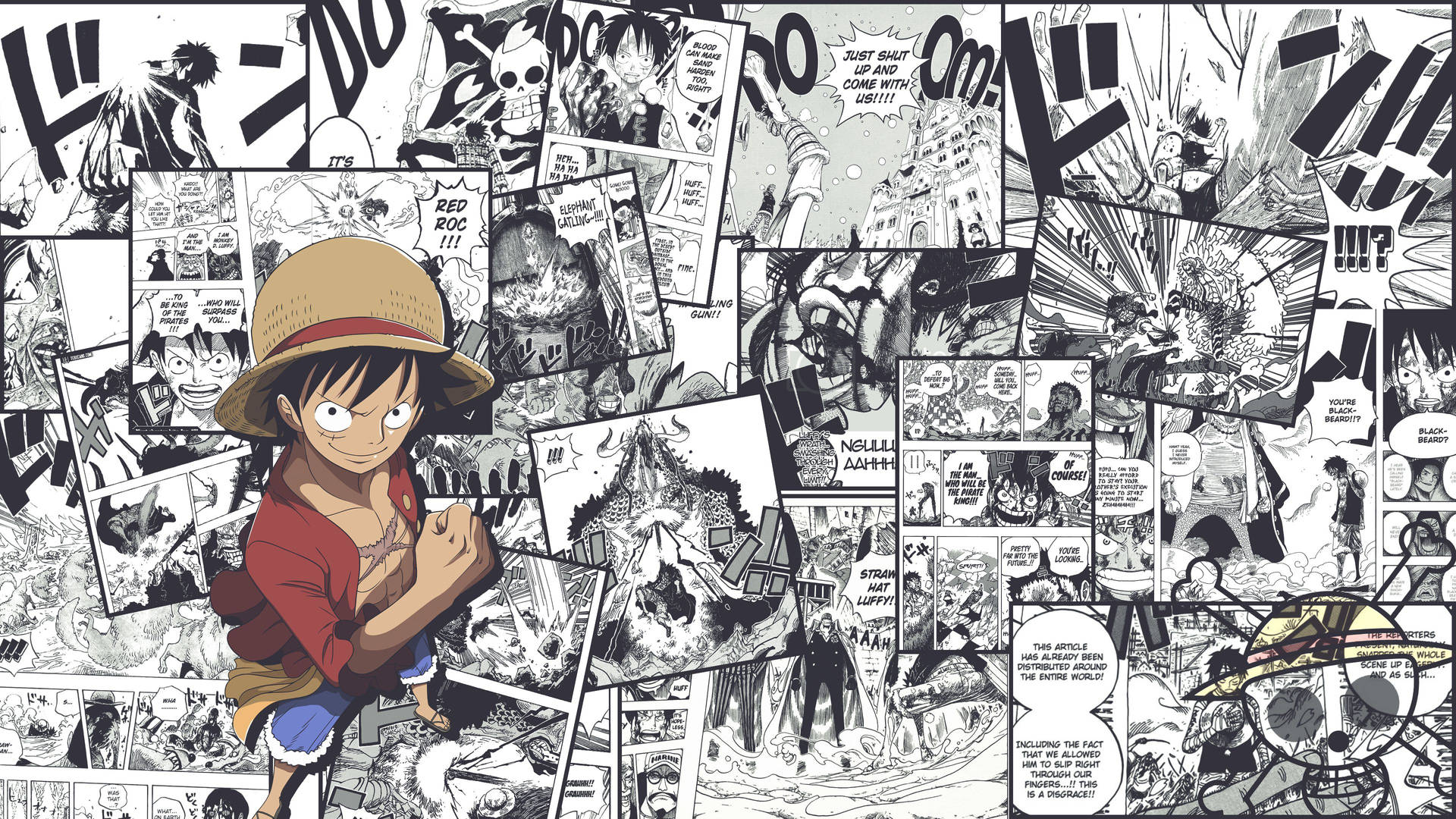 ワンピース デスクトップ 漫画パネル — ルフィ 壁紙