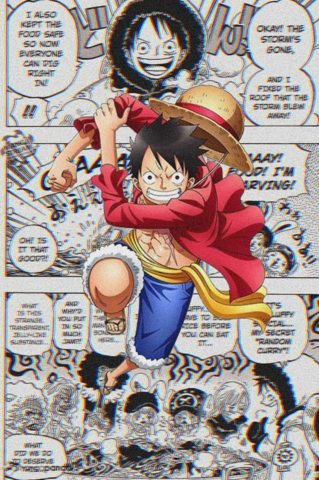 ワンピース ルフィ アート風マンガ 壁紙