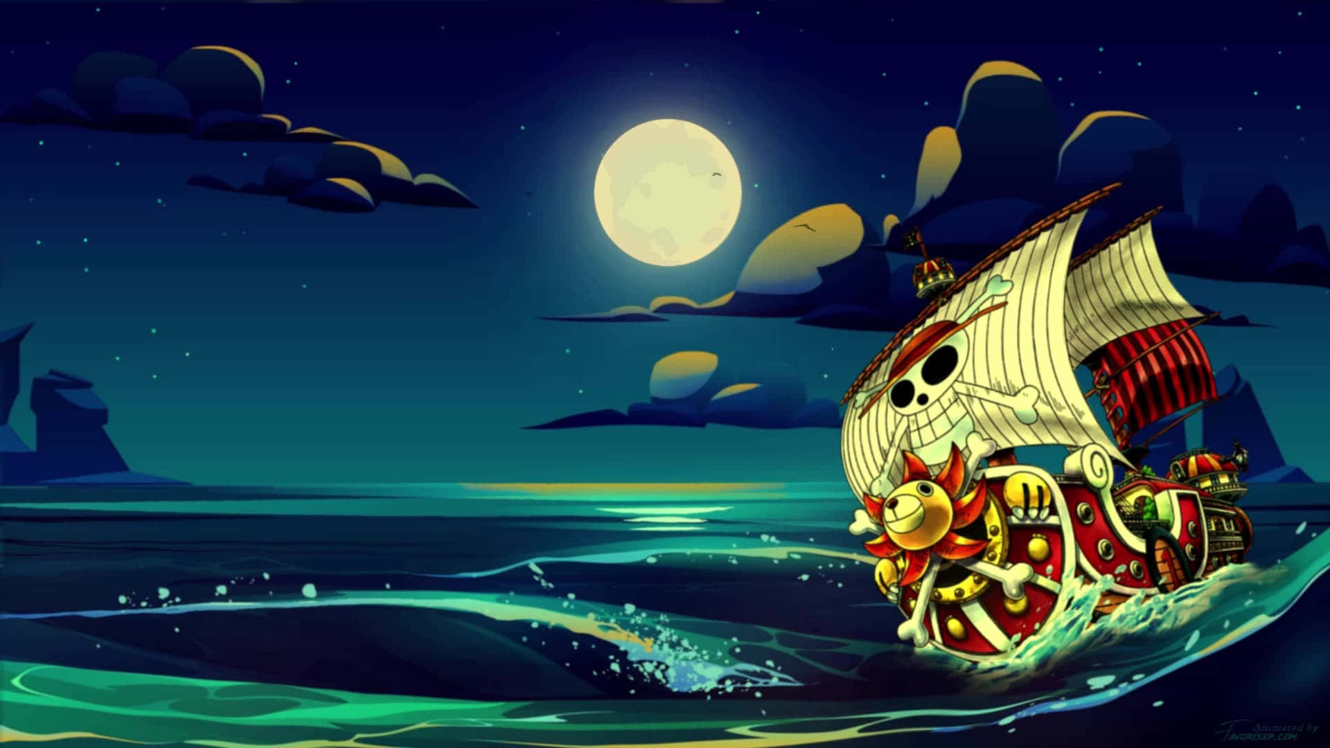 ワンピース海賊船の航海画像 壁紙
