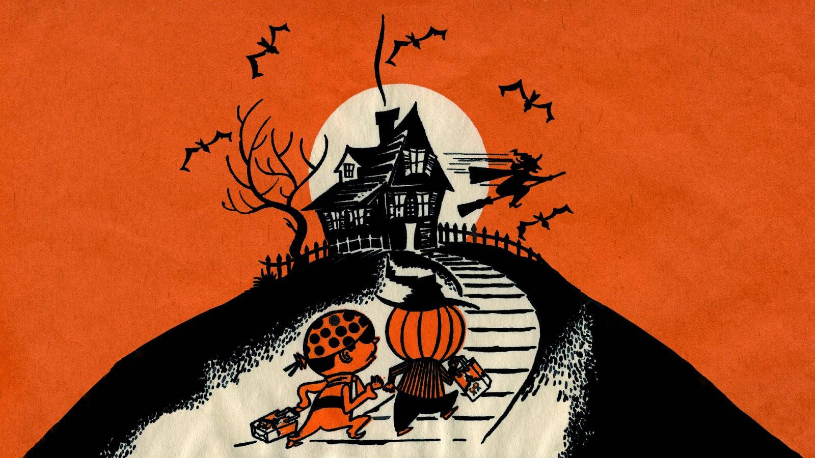 ヴィンテージハロウィン トリック・オア・トリート 壁紙
