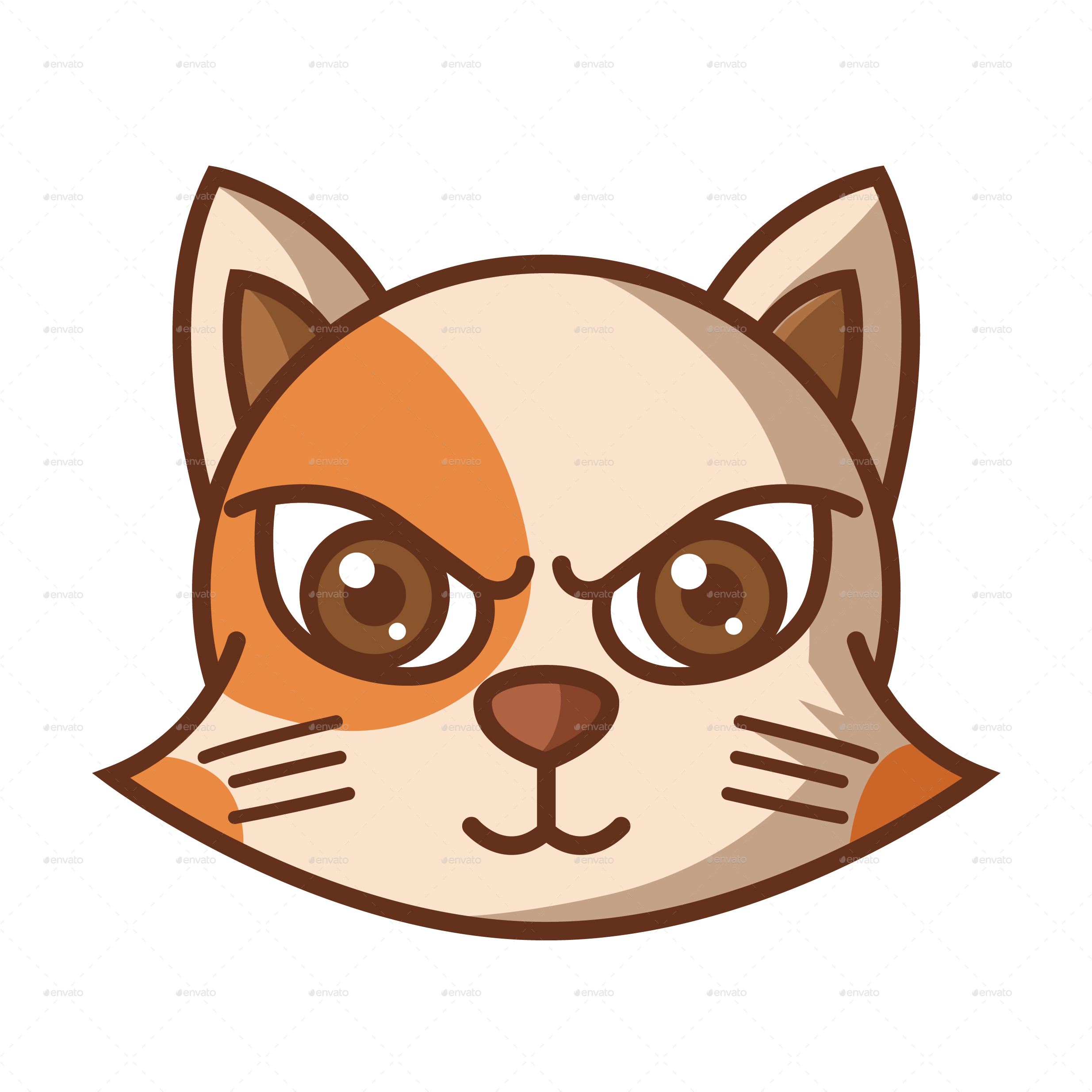 不機嫌な猫のイラスト表情 壁紙