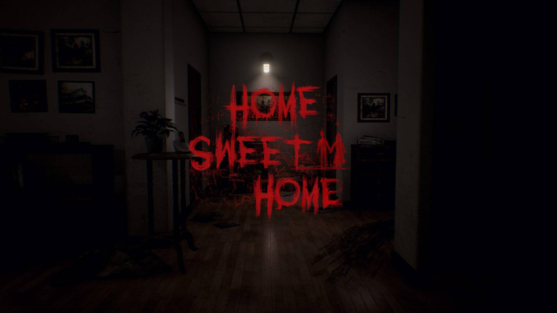 不気味なHome Sweet Home 暗い部屋に 壁紙