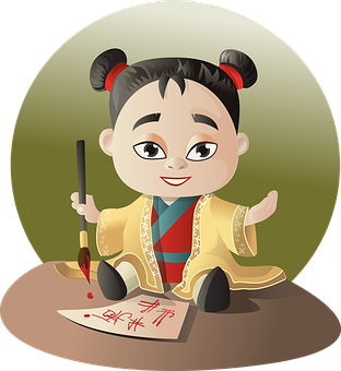 中国書道の漫画キャラクター 壁紙