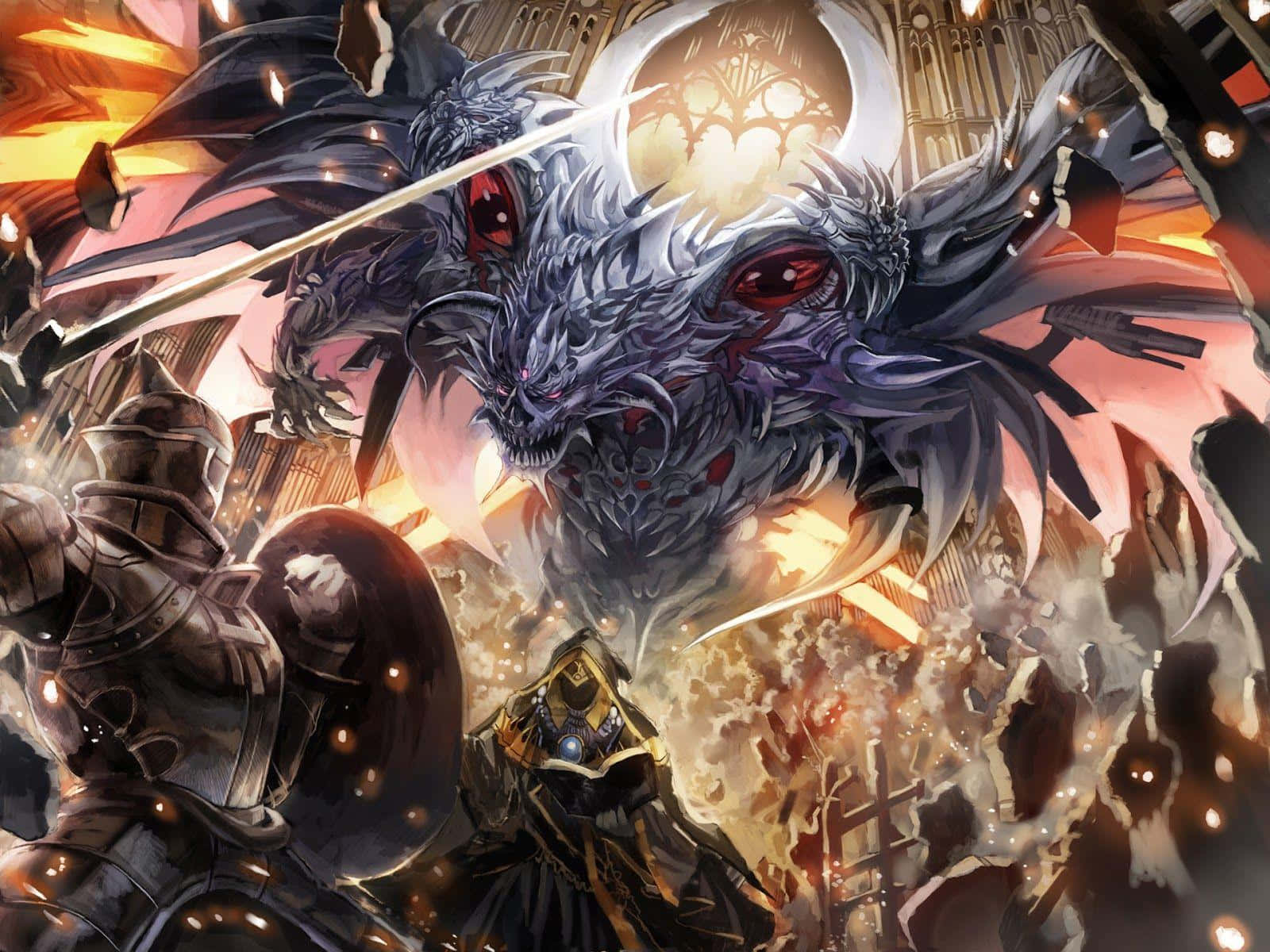 二人の戦士が激突するアニメ風の壮絶な戦い 壁紙