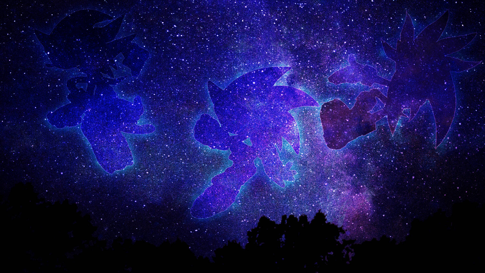 1920x1080 星の中のハリネズミ