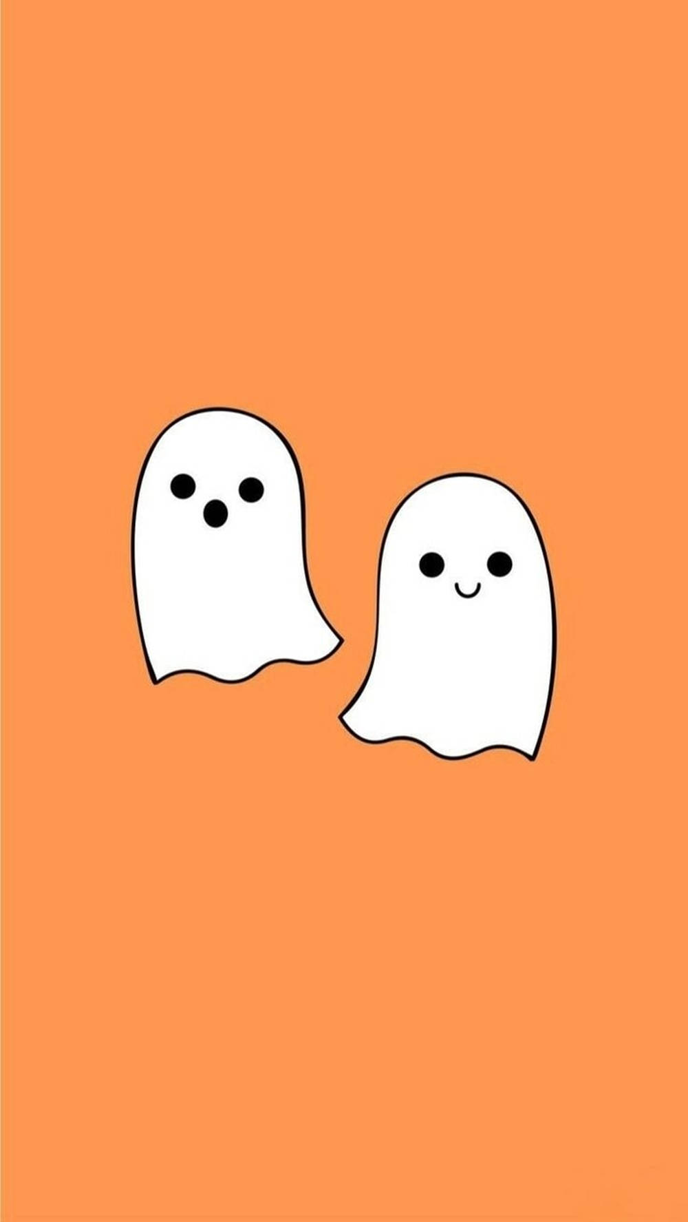二匹のフレンドリーなゴースト オレンジの美学 壁紙