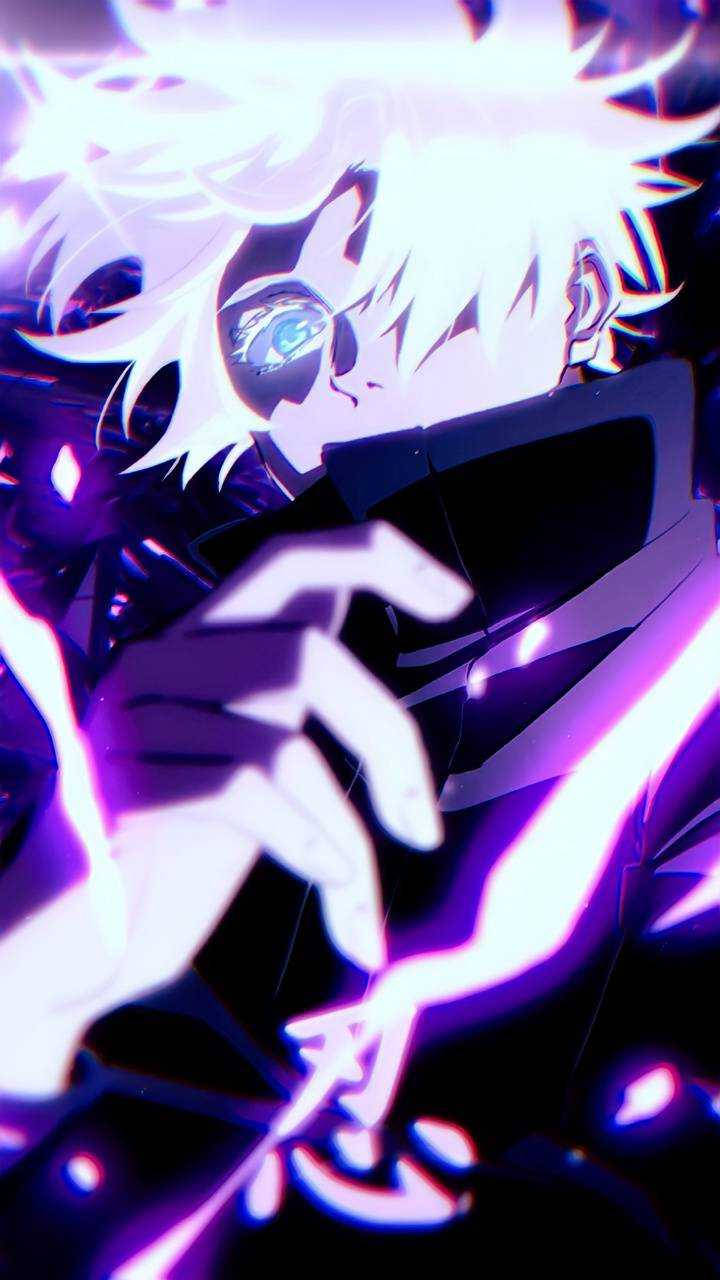 五条悟の紫と黒のスマホ壁紙 壁紙