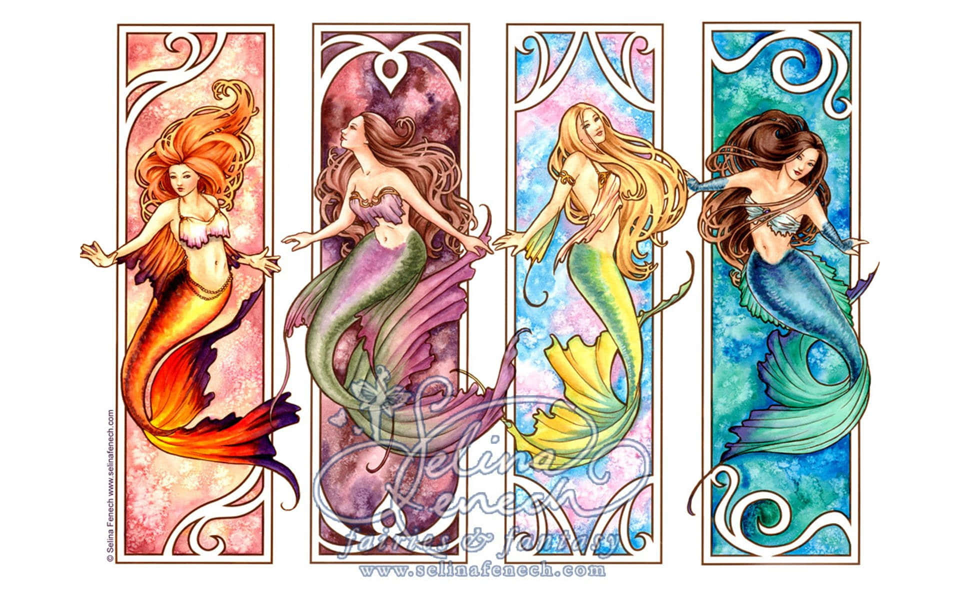 人魚姫たちの海の色の絵 壁紙