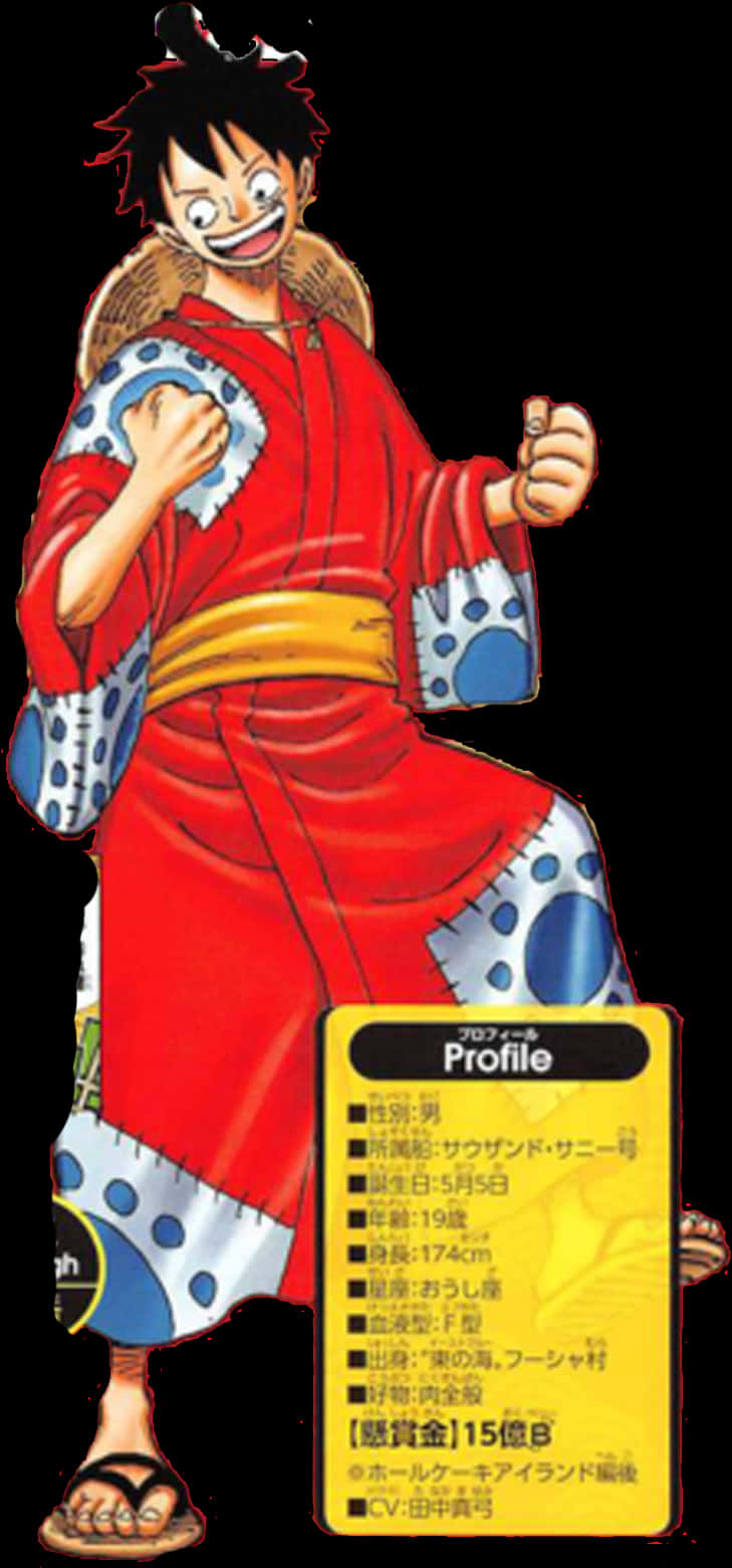 伝統的な赤い衣をまとったルフィ 壁紙