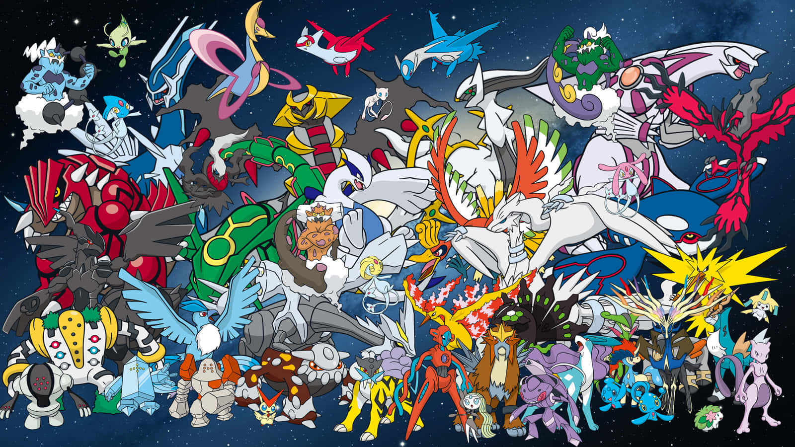 伝説のポケモンによる激しいバトルシーン 壁紙