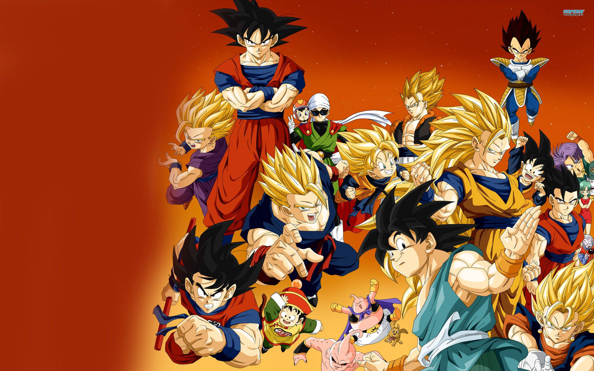 ドラゴンボールZ 超サイヤ人 サン・ゴク、ベジータ、悟飯、悟天、その他のキャラクター