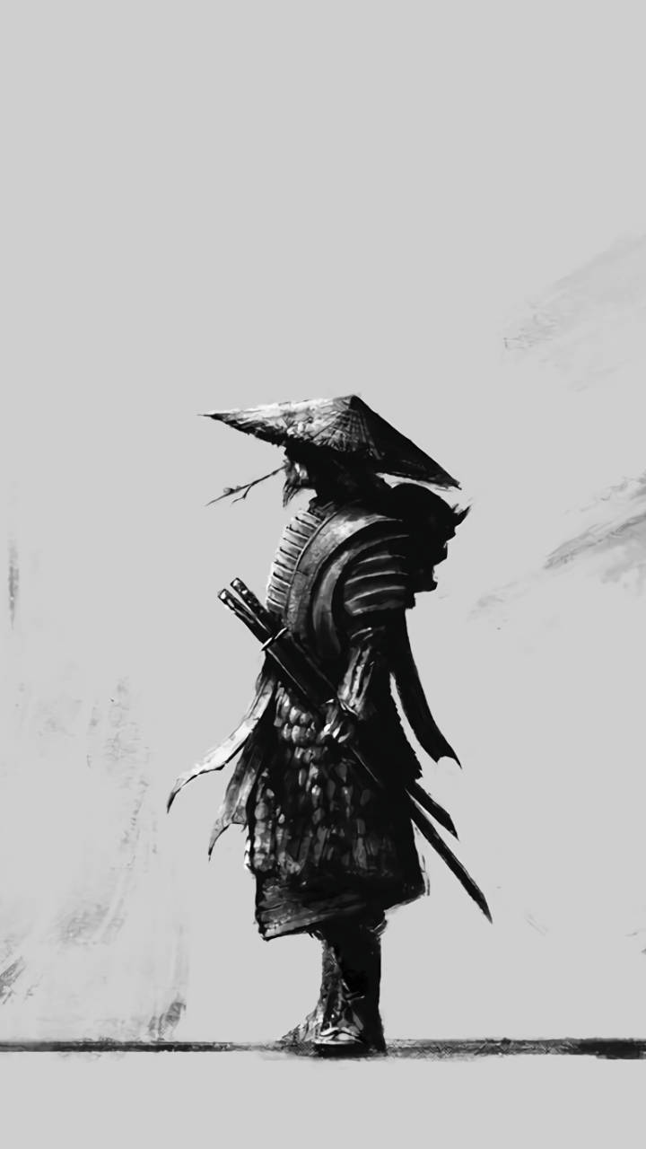 侍の墨絵 壁紙