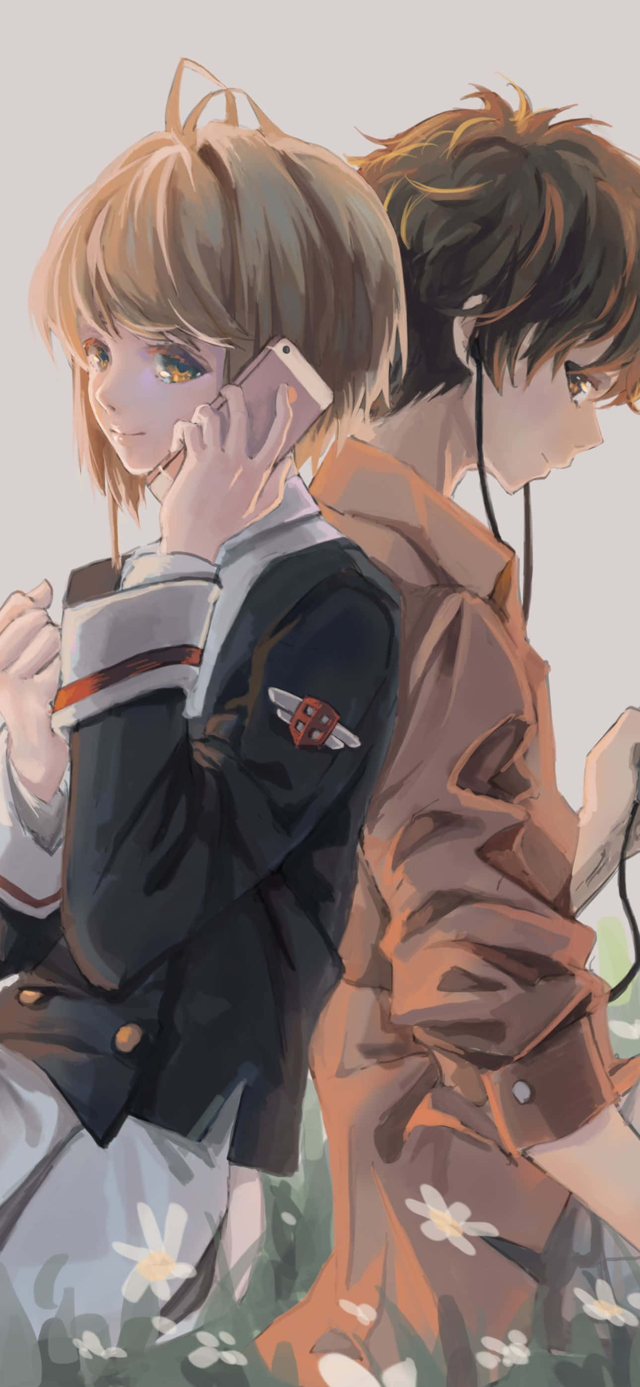 優雅な紫と白の花 壁紙