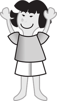元気いっぱいの少女が両手を上げて喜ぶイラスト 壁紙
