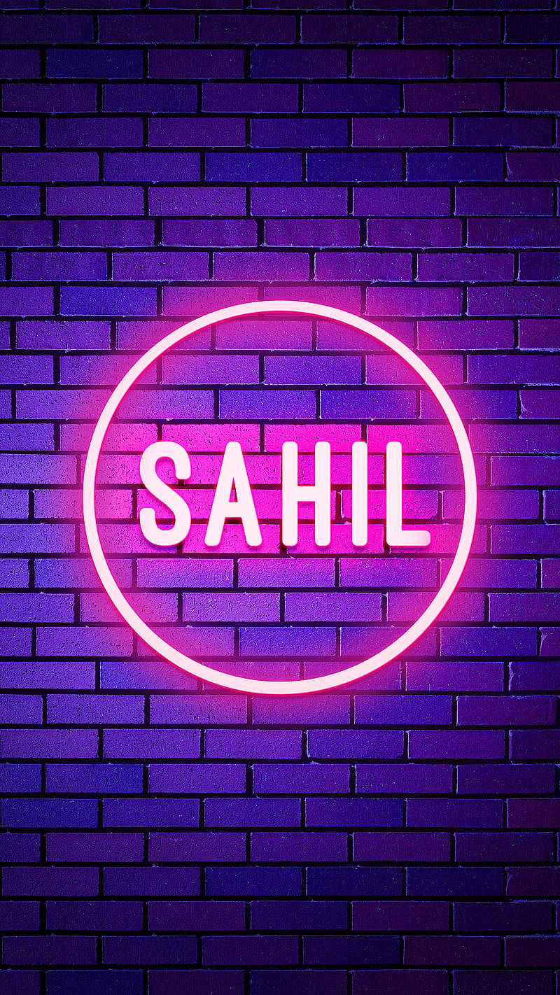 光るネオンサイン「Sahil」 壁紙