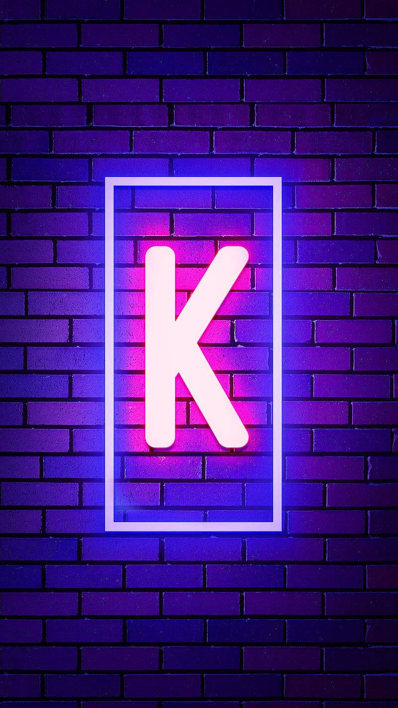 光るネオン文字Kのネーム 壁紙