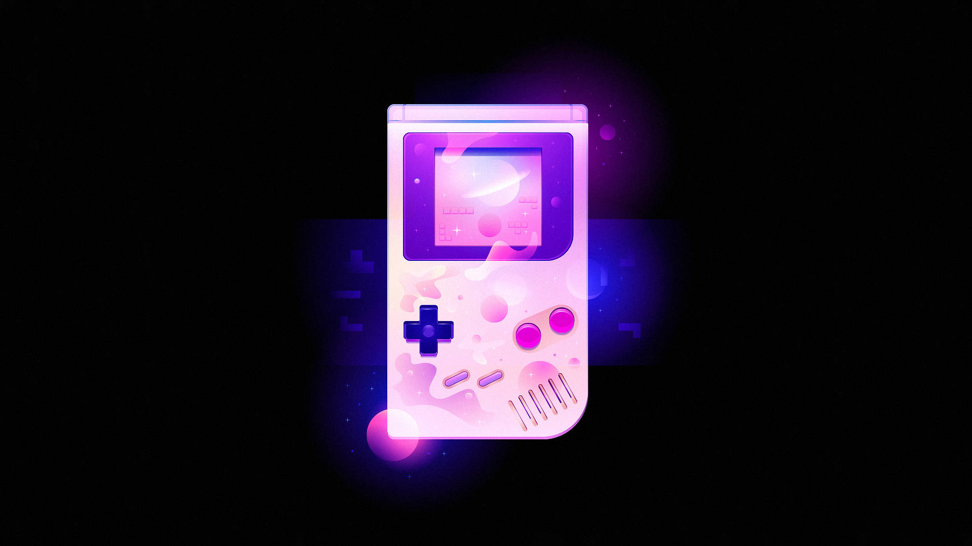 光るピンクとブルーのニンテンドーゲームボーイ 壁紙