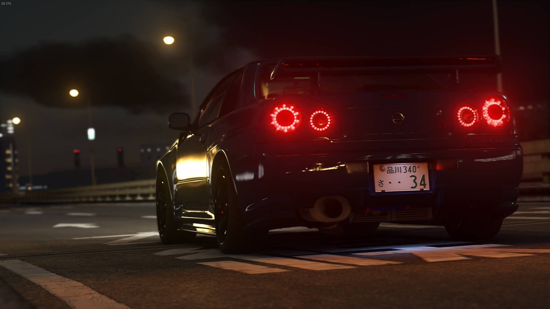 光る日産スカイラインGTR R34 壁紙