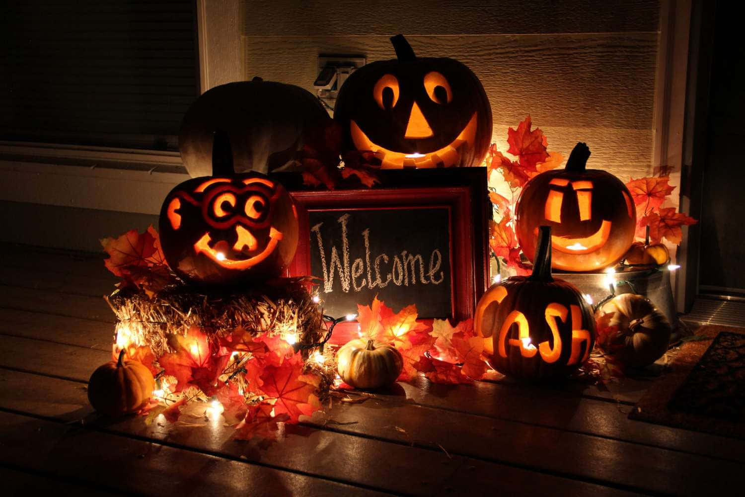 光る木製ハロウィン画像 壁紙