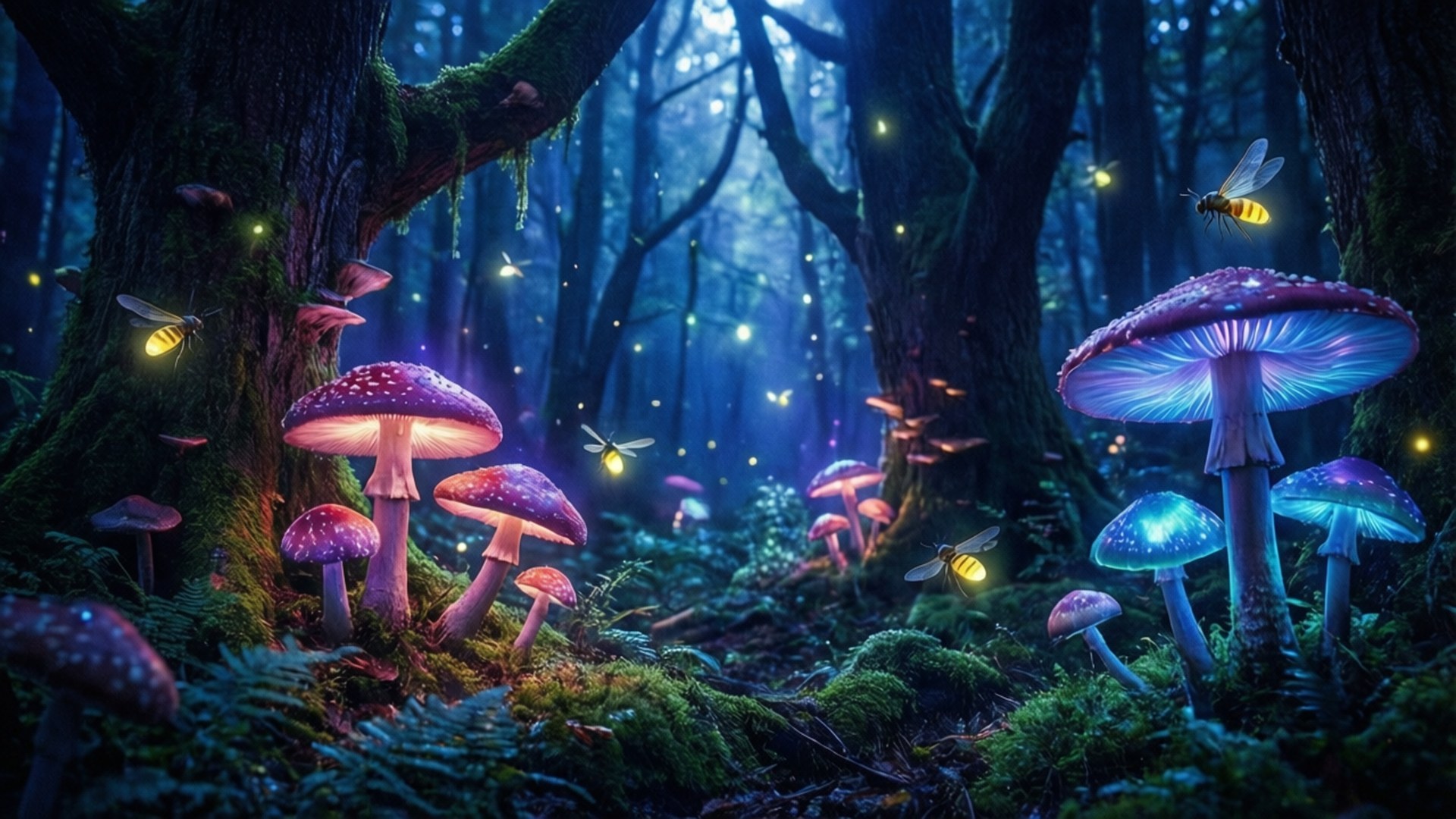 光る森 壁紙