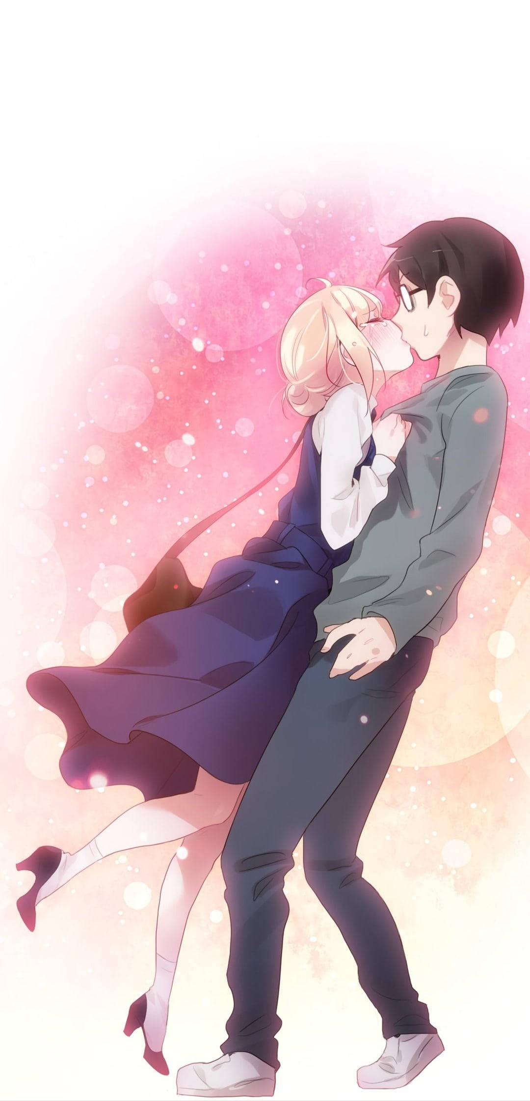 公生とかをりのアニメカップルキス 壁紙