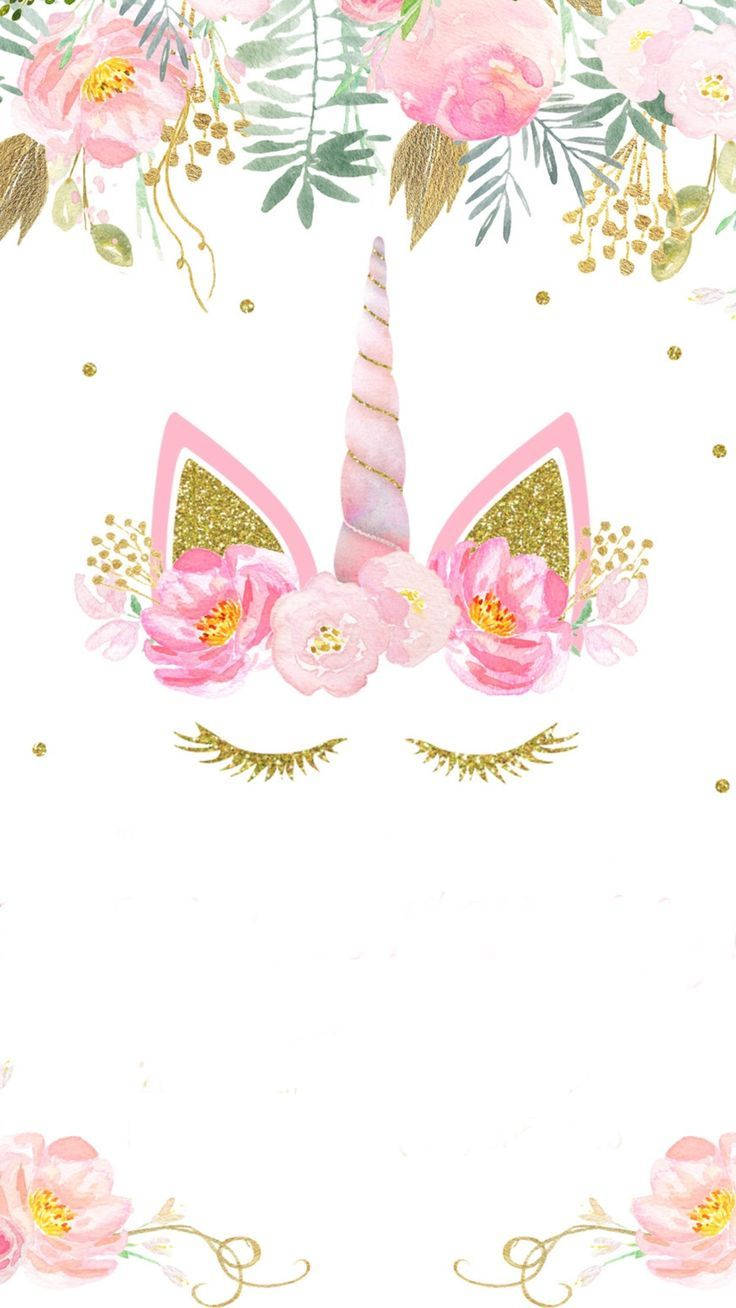 ピンクのバラと長いまつ毛を持つユニコーンの耳。女の子の誕生日のための豪華な招待状の背景。