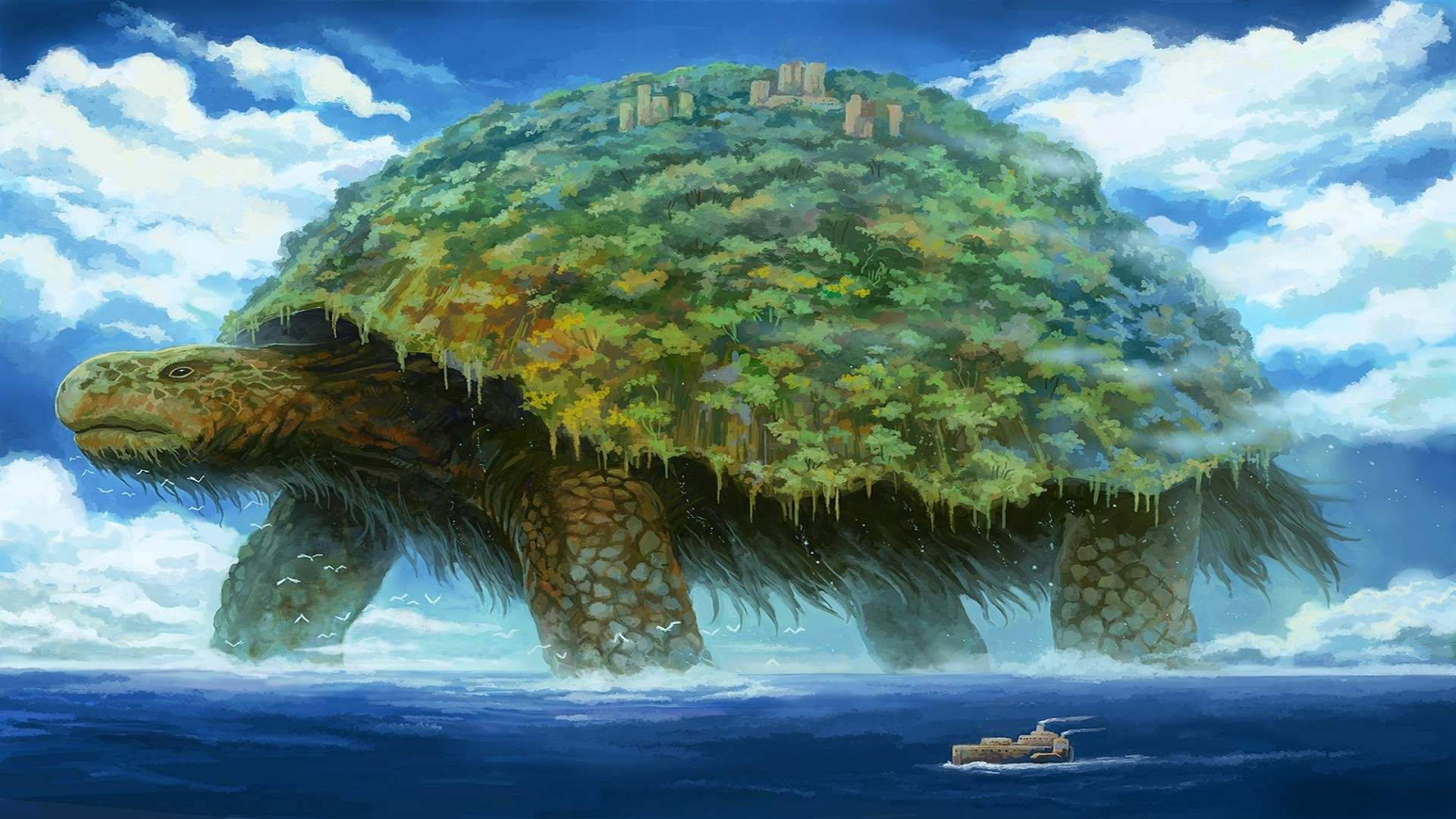 冒険好きなアニメカメの水中旅 壁紙
