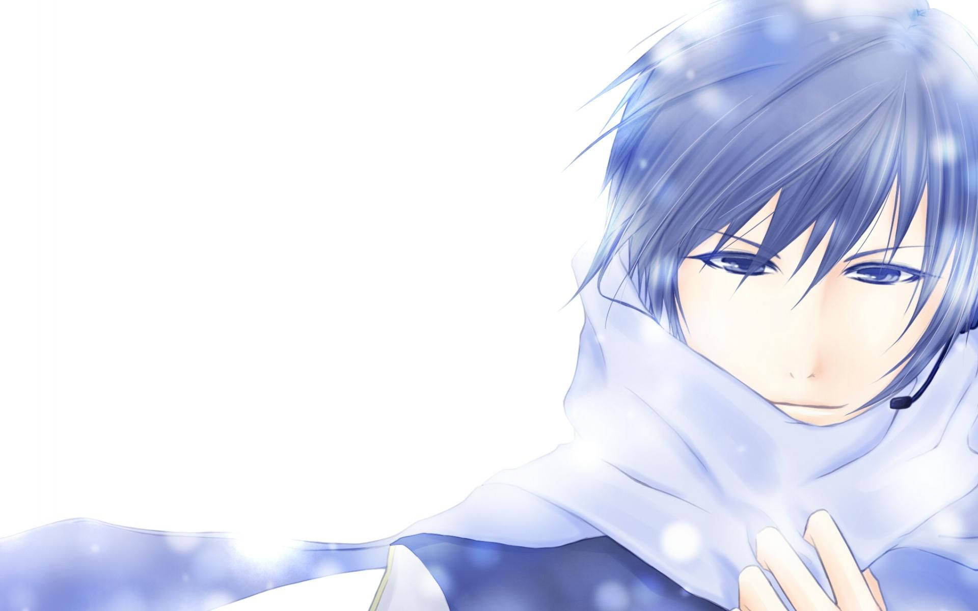 青髪アニメ少年 雪中壁紙