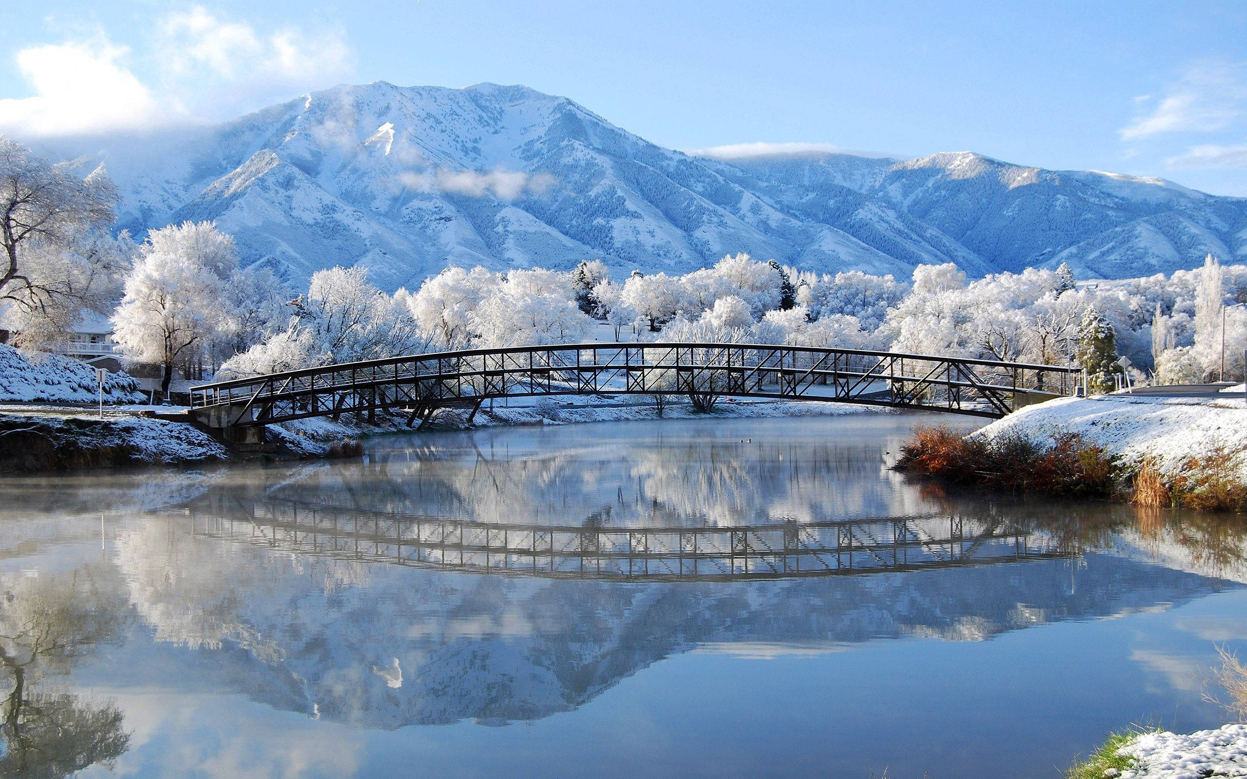 冬の橋の風景 壁紙