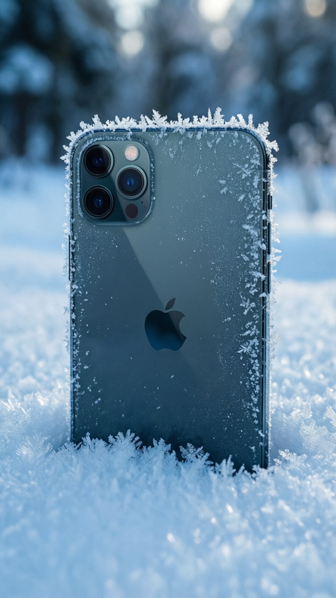 冬の霜がついたiPhone 壁紙