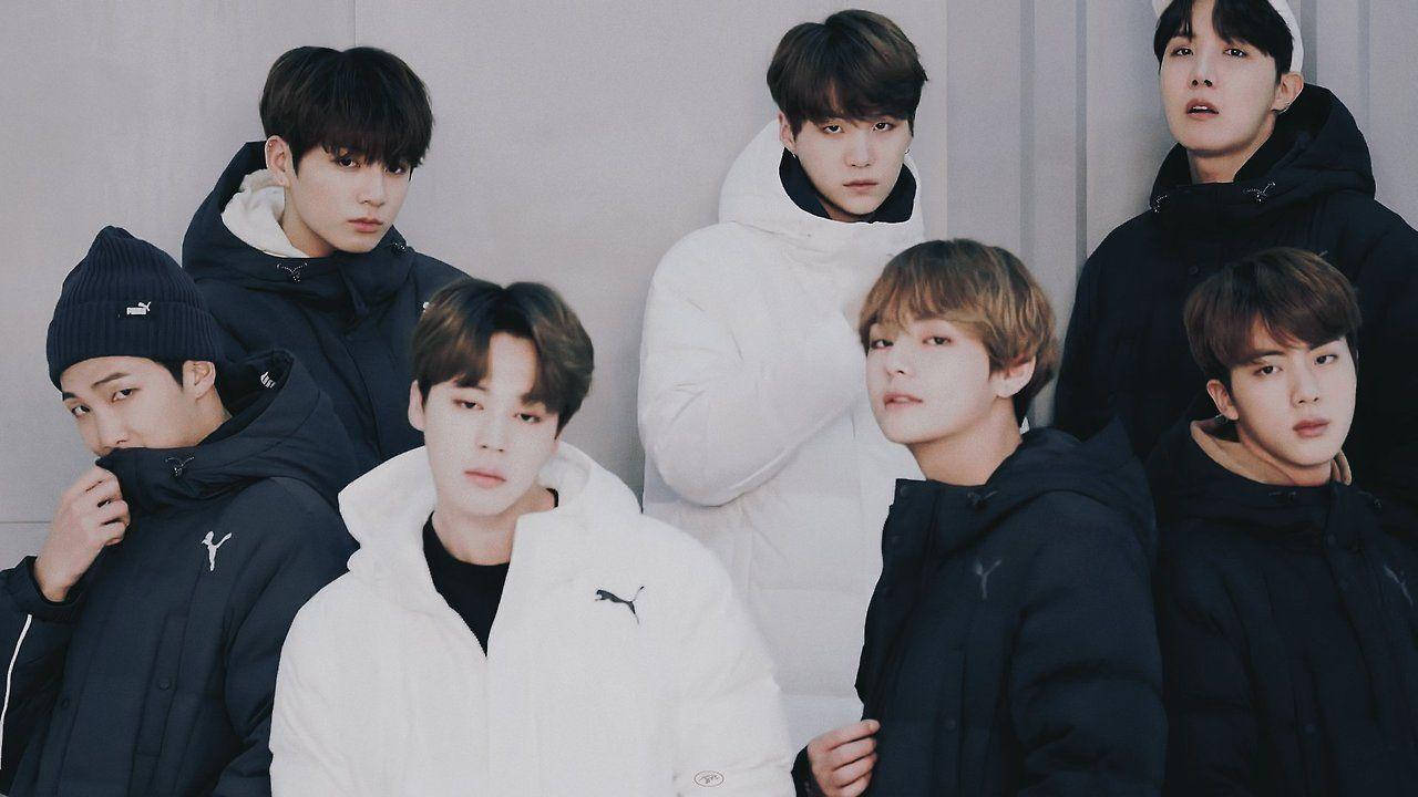 分厚いジャケットを着た可愛いBTS 壁紙