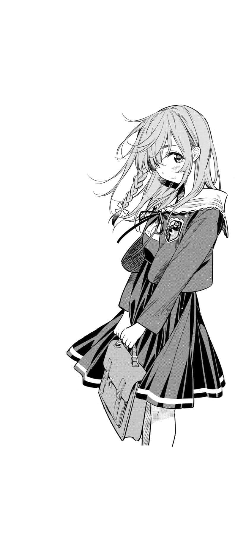 制服を着てバッグを持った少女 壁紙