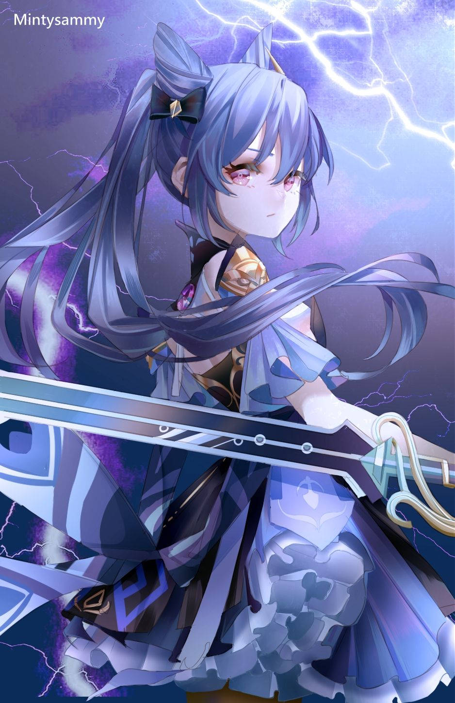刻晴、雷電の混沌を操る戦士 壁紙