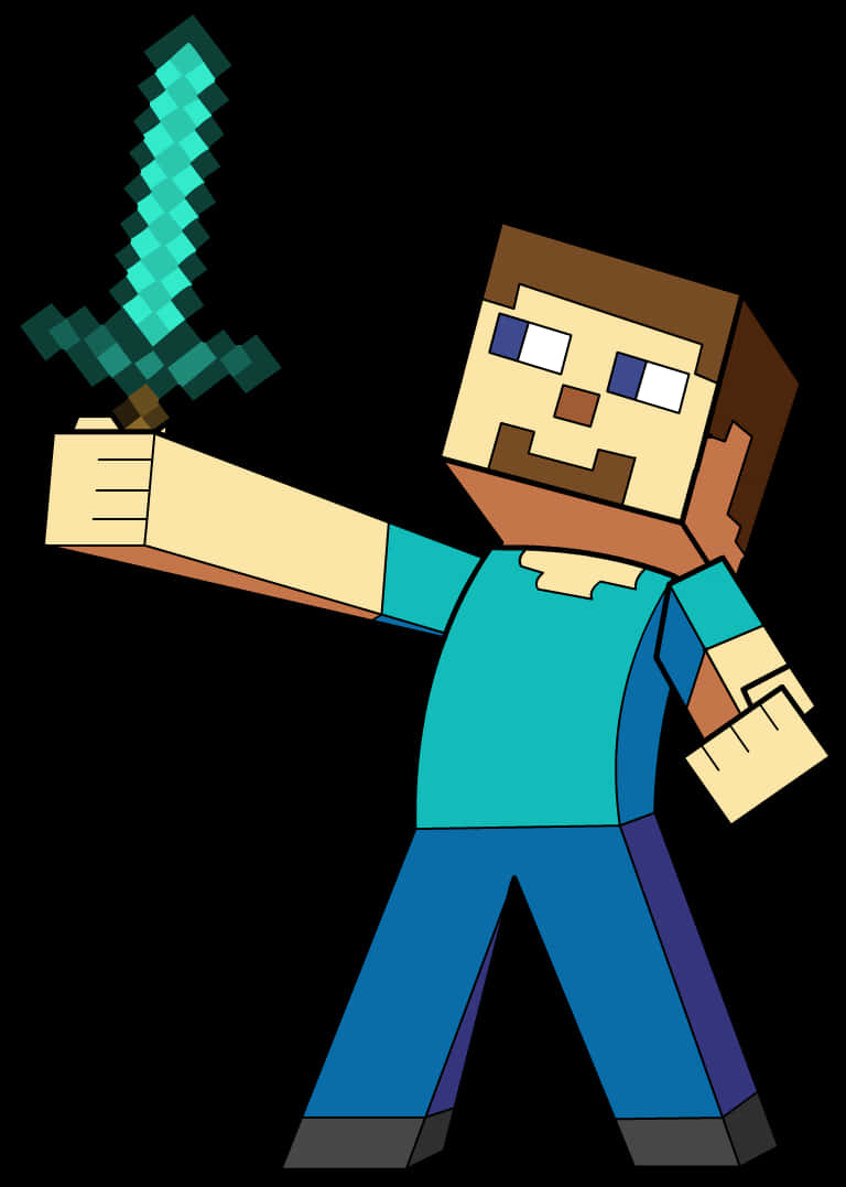剣を持ったマインクラフトのキャラクター 壁紙