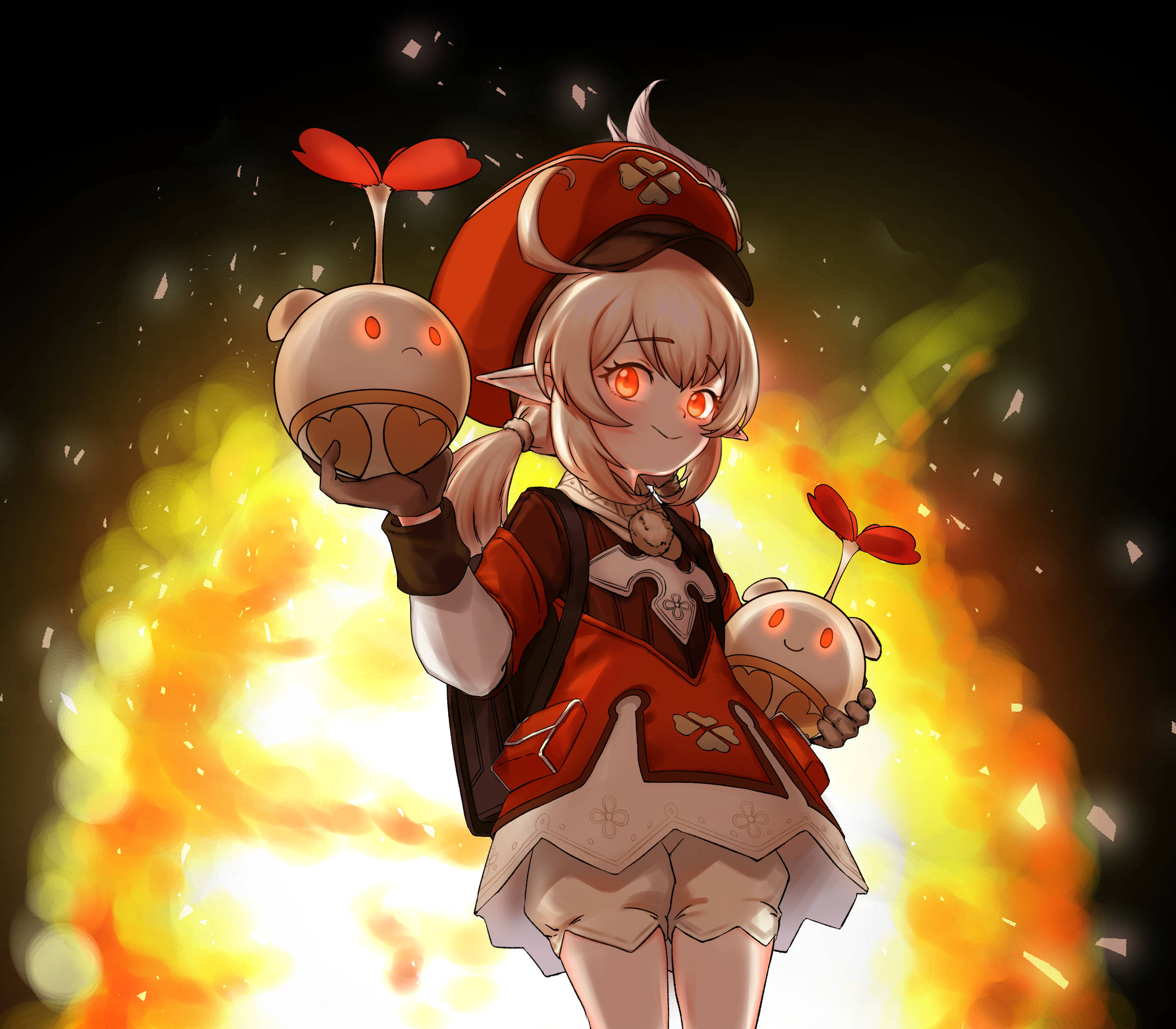 原神 クレー 赤い瞳 壁紙