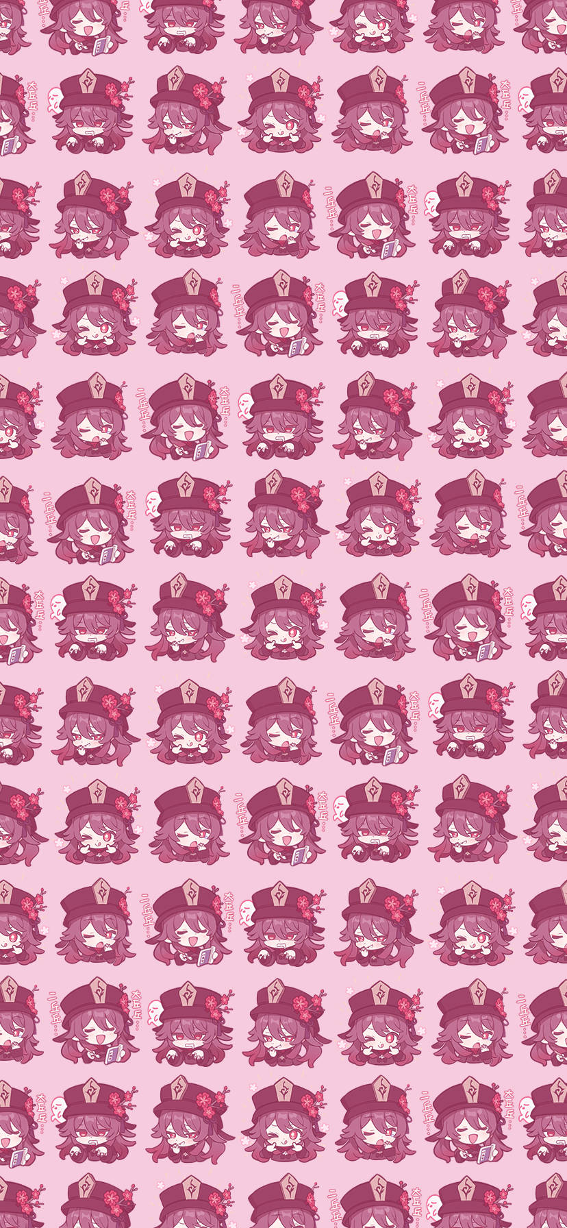 原神 胡桃 ピンクパターン 壁紙