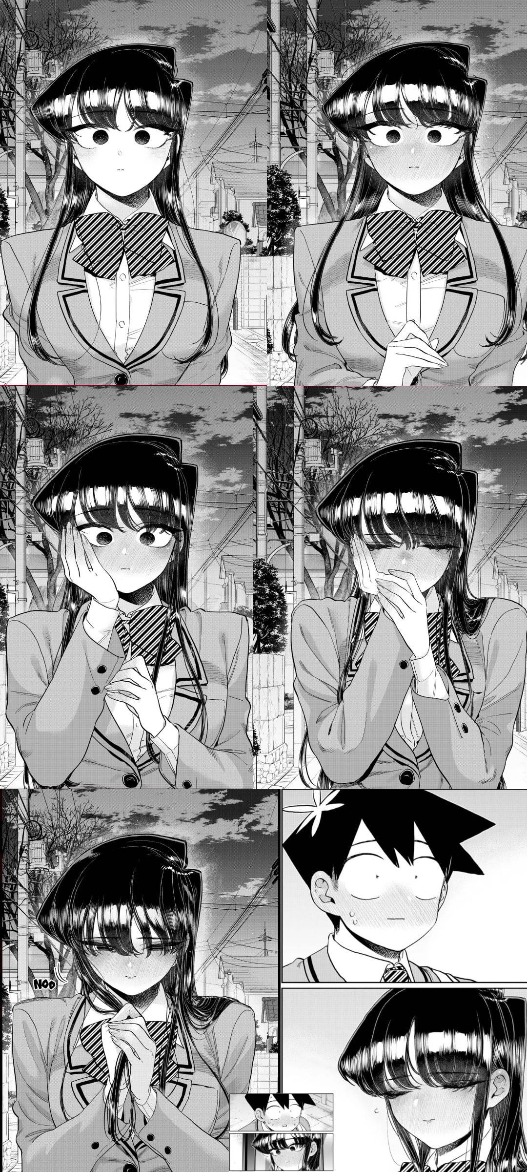 古見さん グレースケールの日本の漫画パネル 壁紙