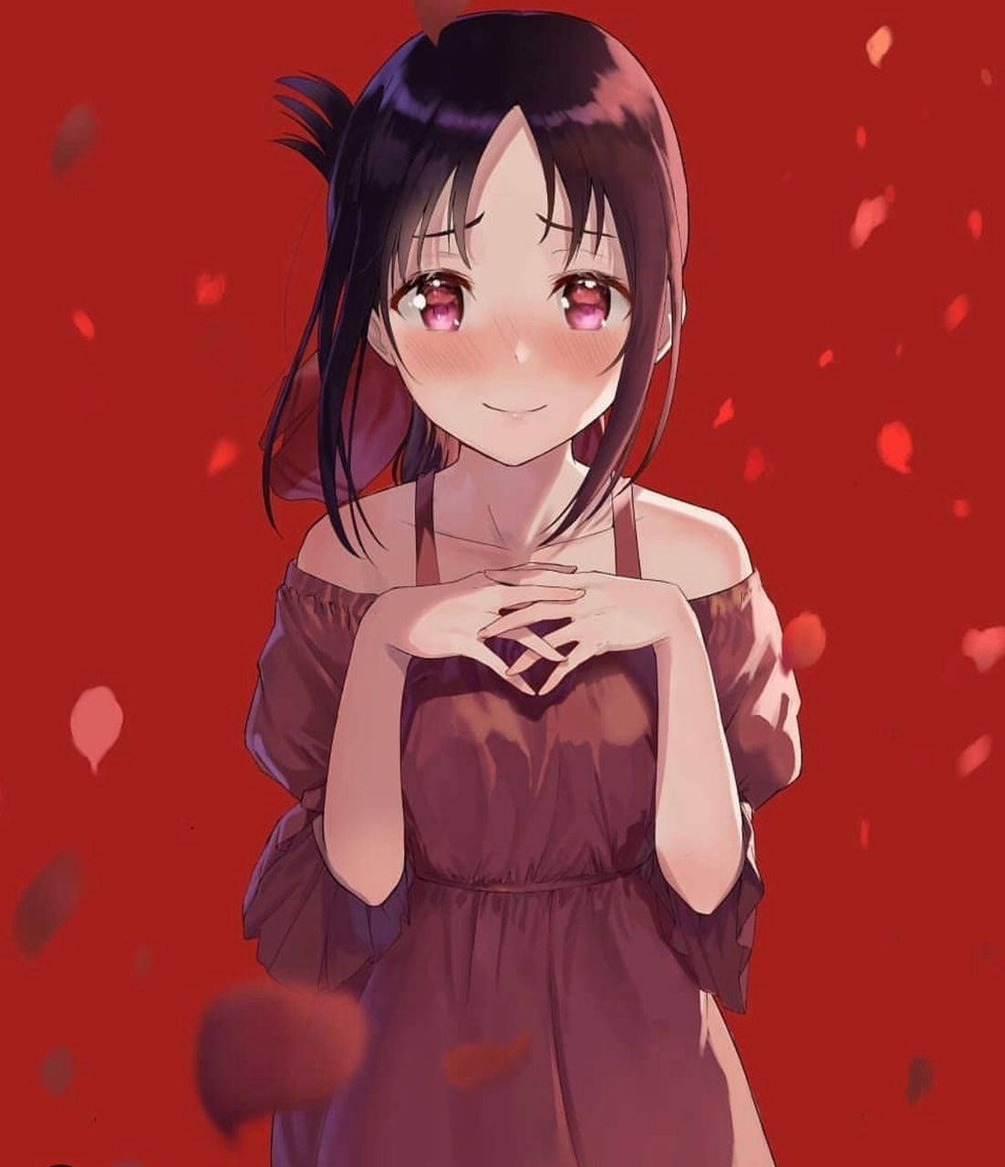 可愛いアニメPFP 赤面少女 壁紙
