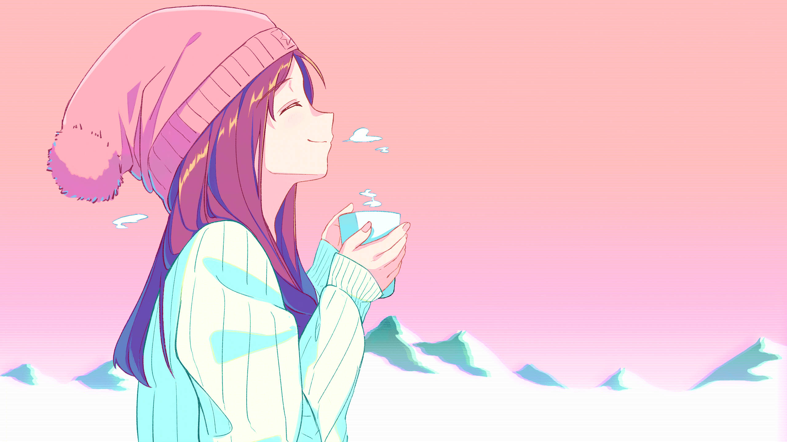 可愛いアニメ風の女の子 壁紙