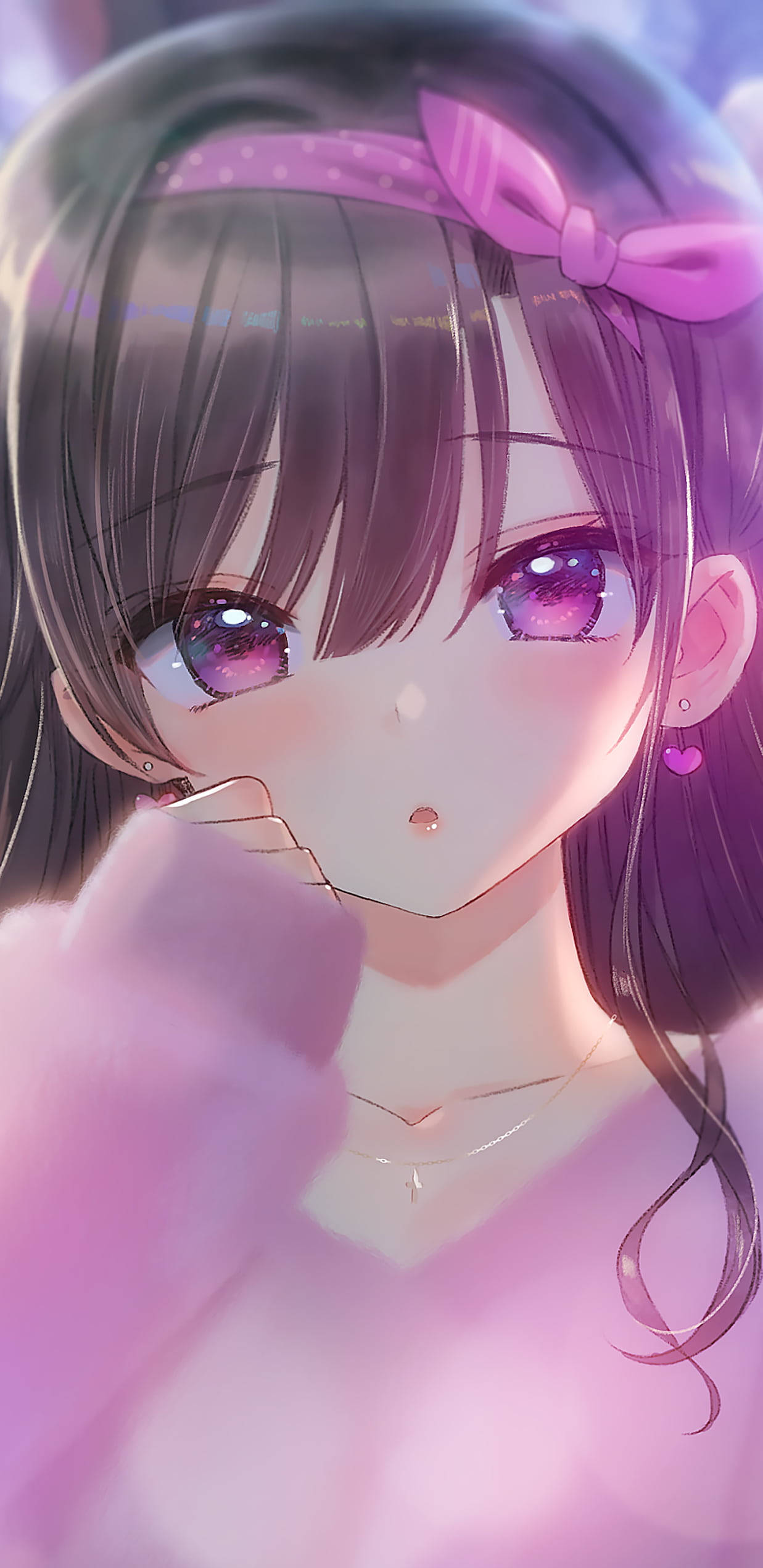 可愛いアニメ風ピンクガール 壁紙