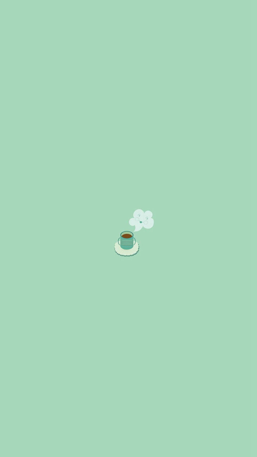 可愛いコーヒー ベーシック ペールグリーン 壁紙