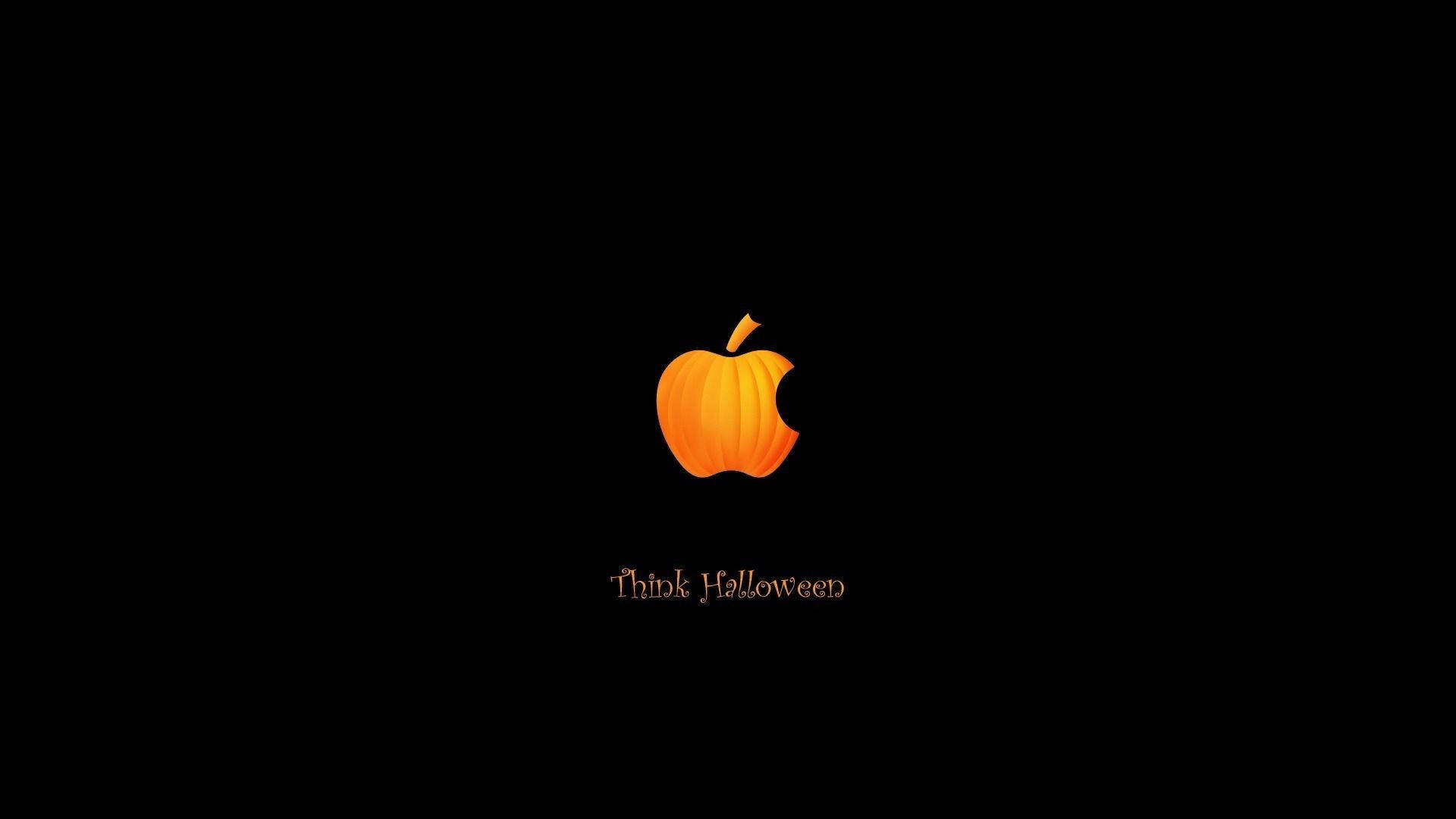 可愛いハロウィン風カボチャのAppleロゴ 壁紙
